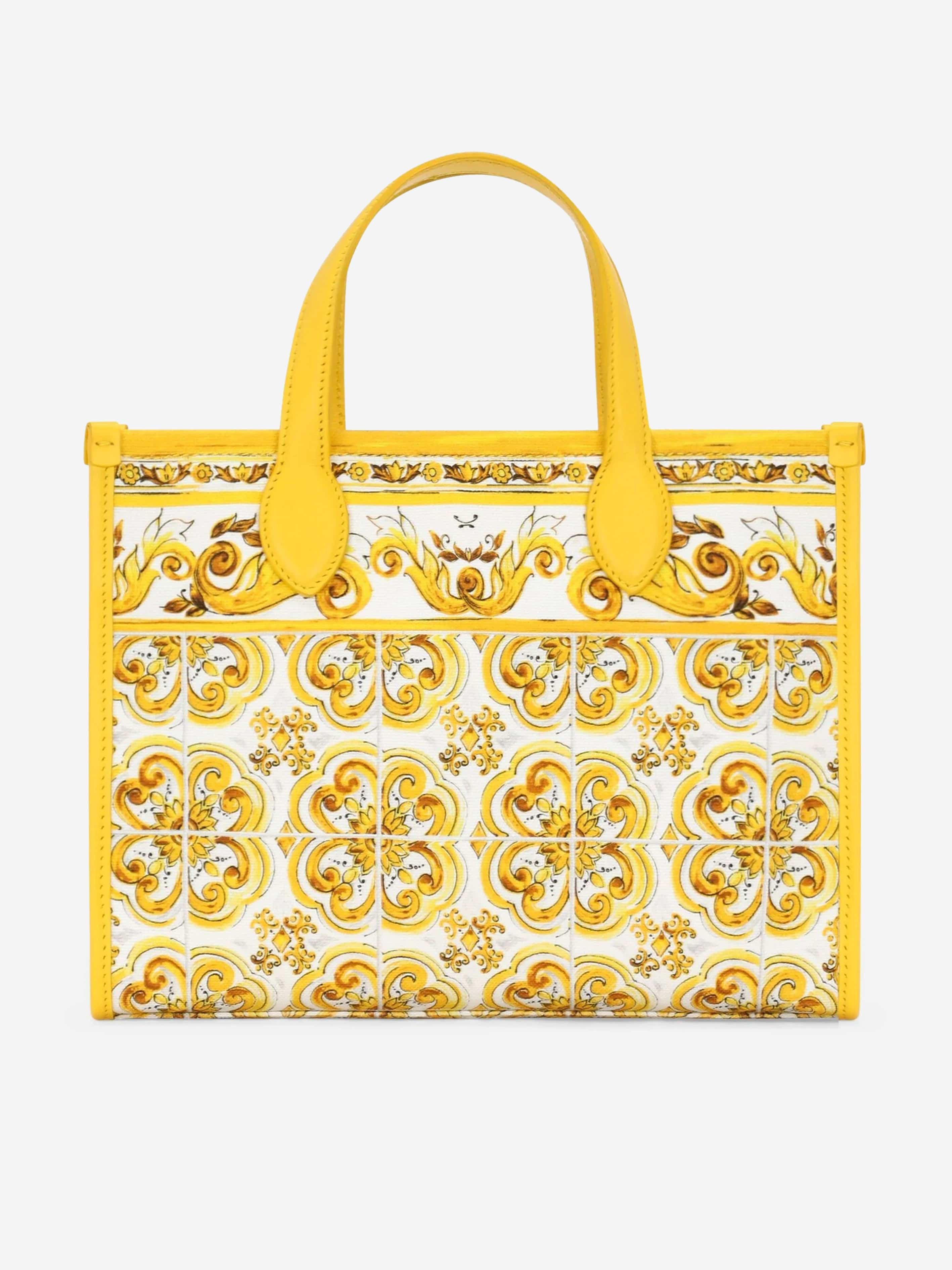 Dolce & Gabbana Girls Maiolica Canvas Bag in Yellow (25cm)