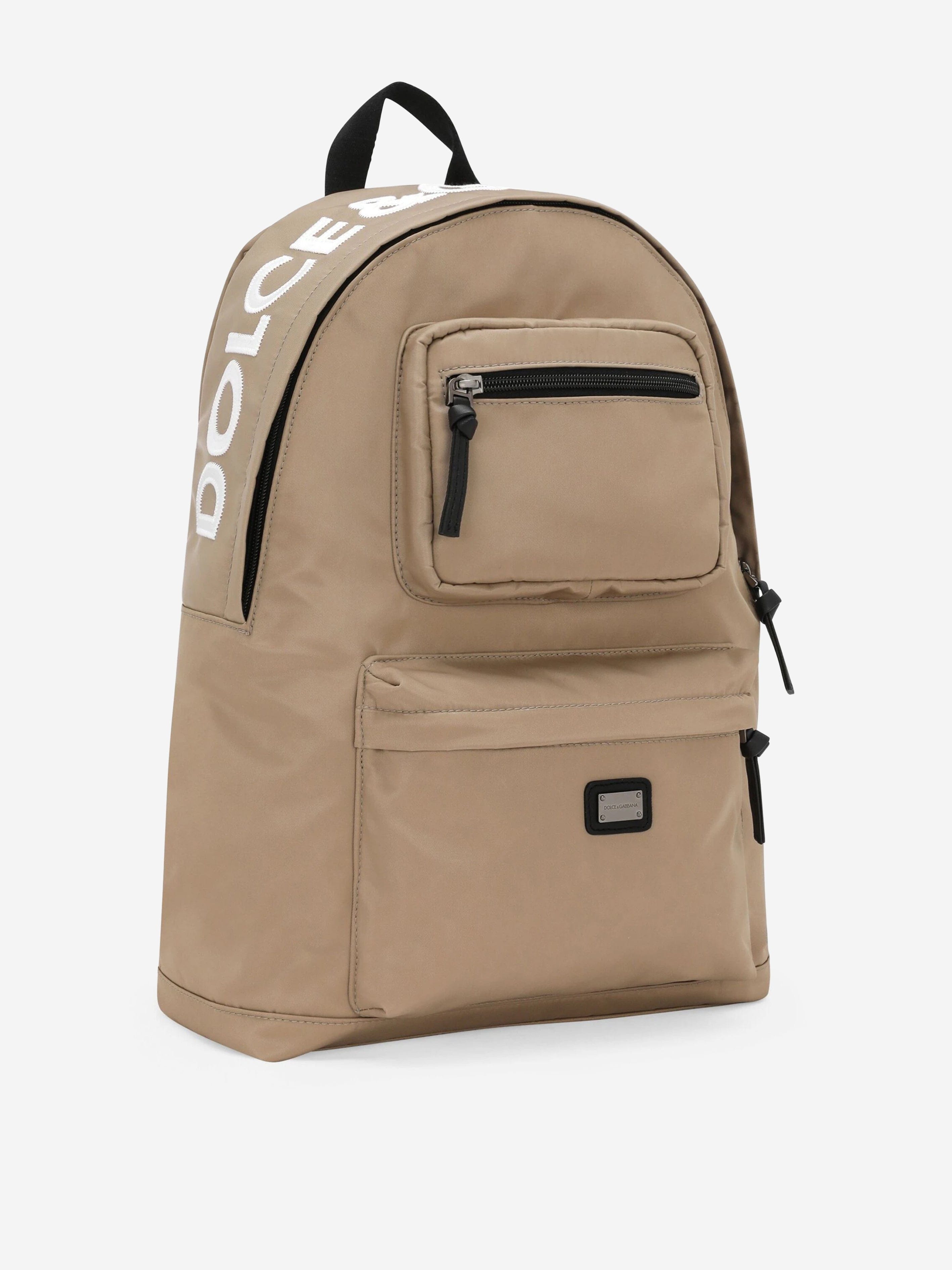 Dolce & Gabbana Boys Logo Backpack in Beige (41cm)