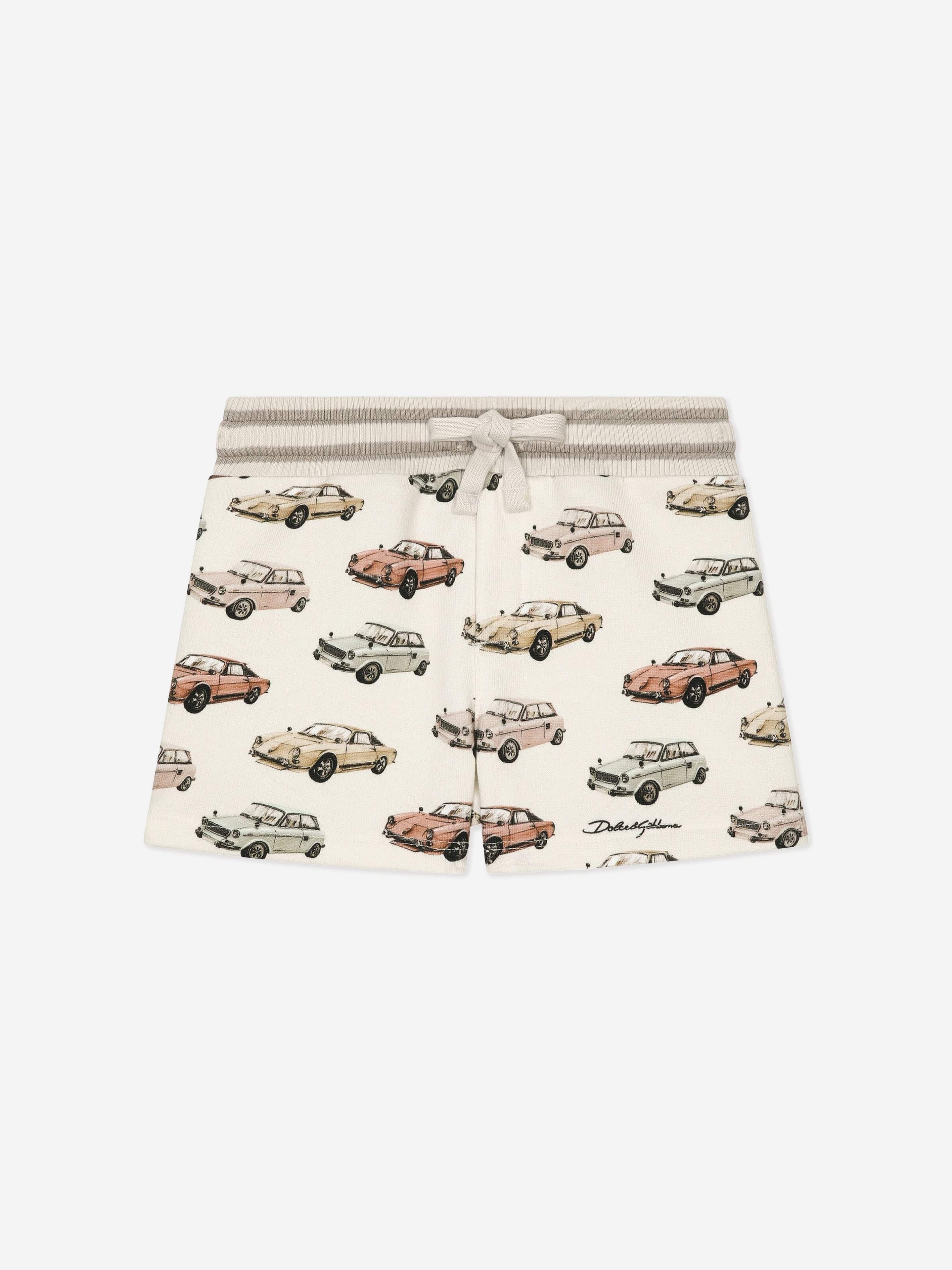 Dolce & Gabbana Baby Boys Car Print Shorts in Ivory