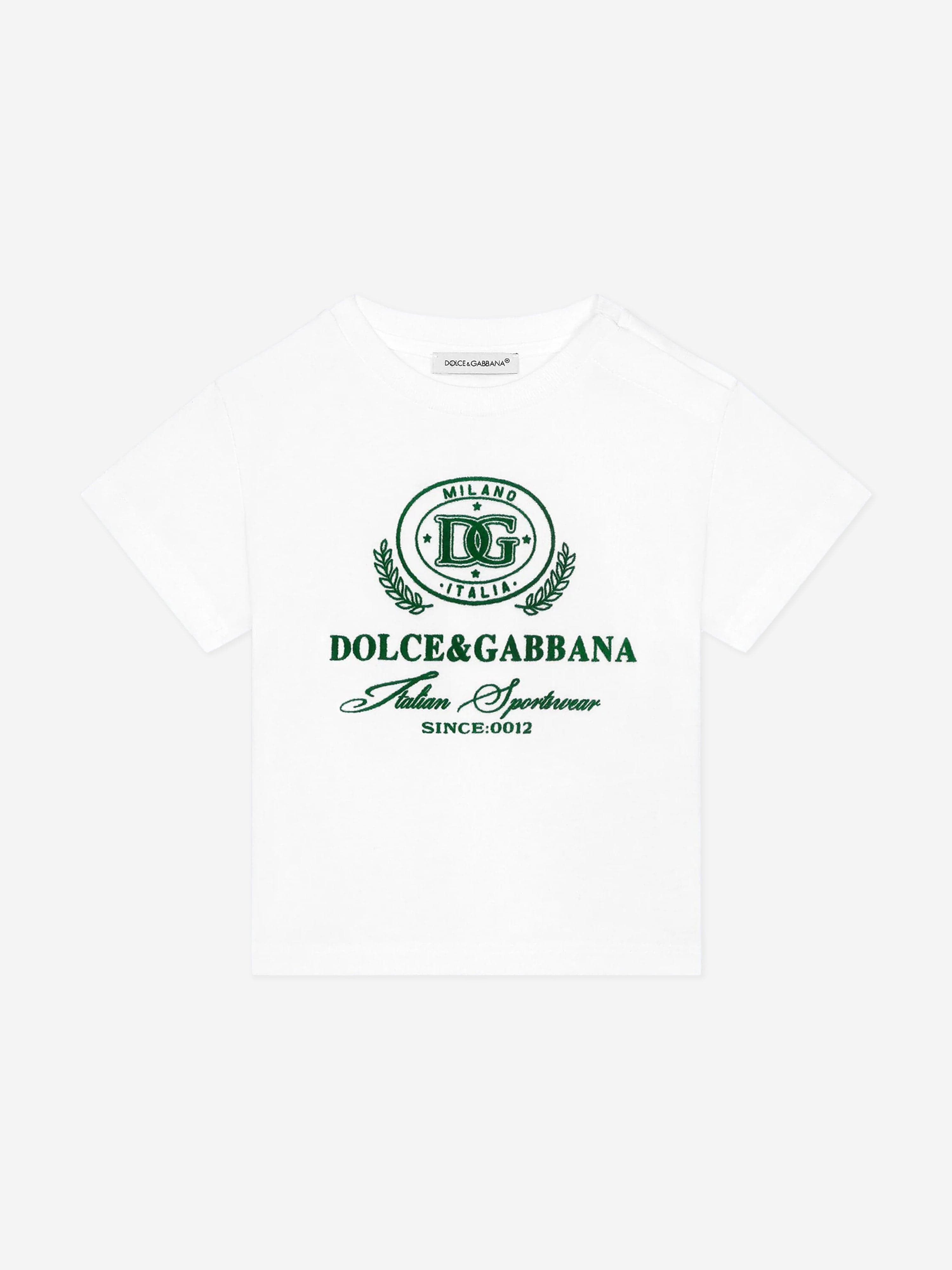 Dolce & Gabbana Baby Boys Flocked Logo T-Shirt in White