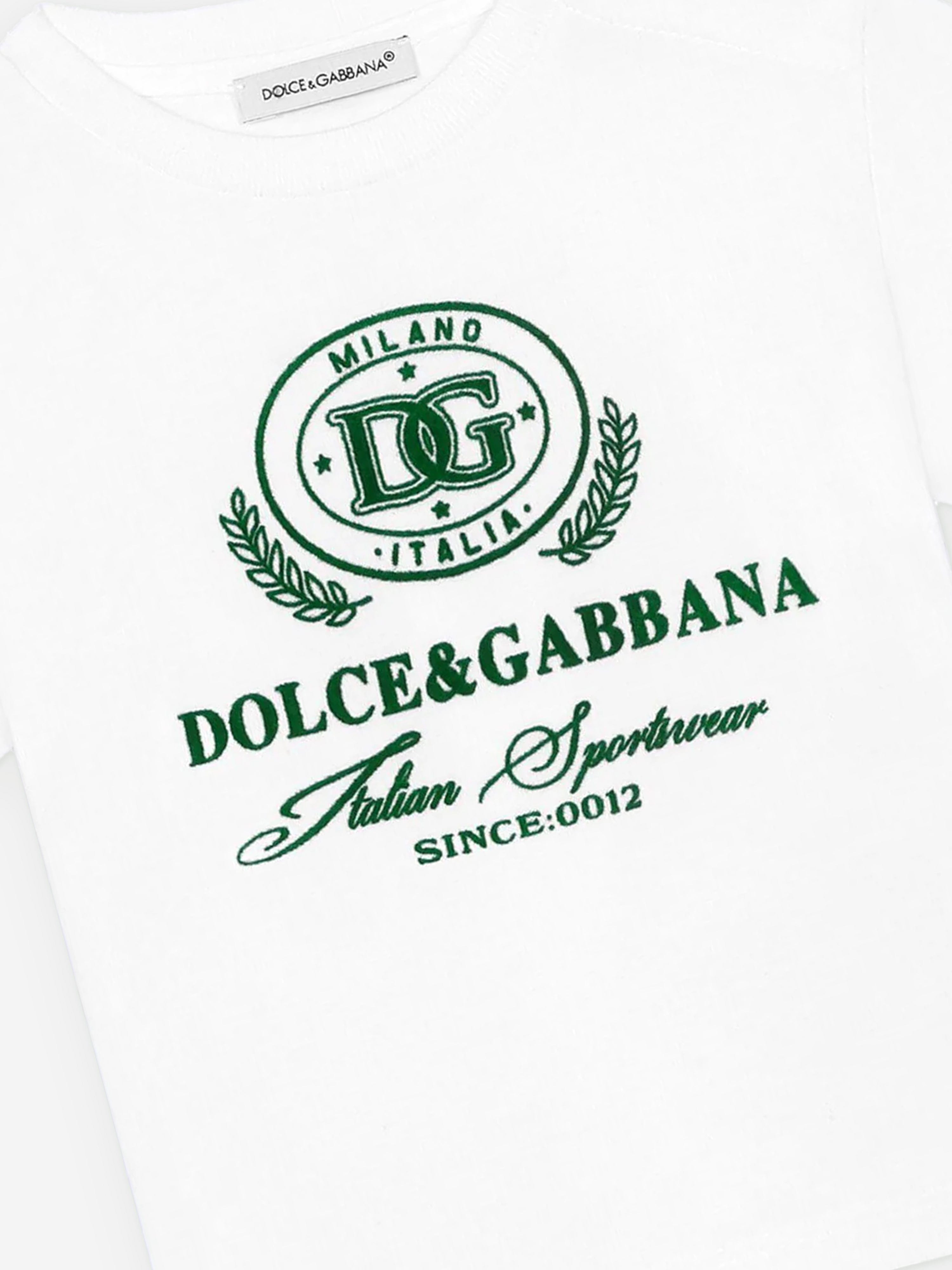 Dolce & Gabbana Baby Boys Flocked Logo T-Shirt in White