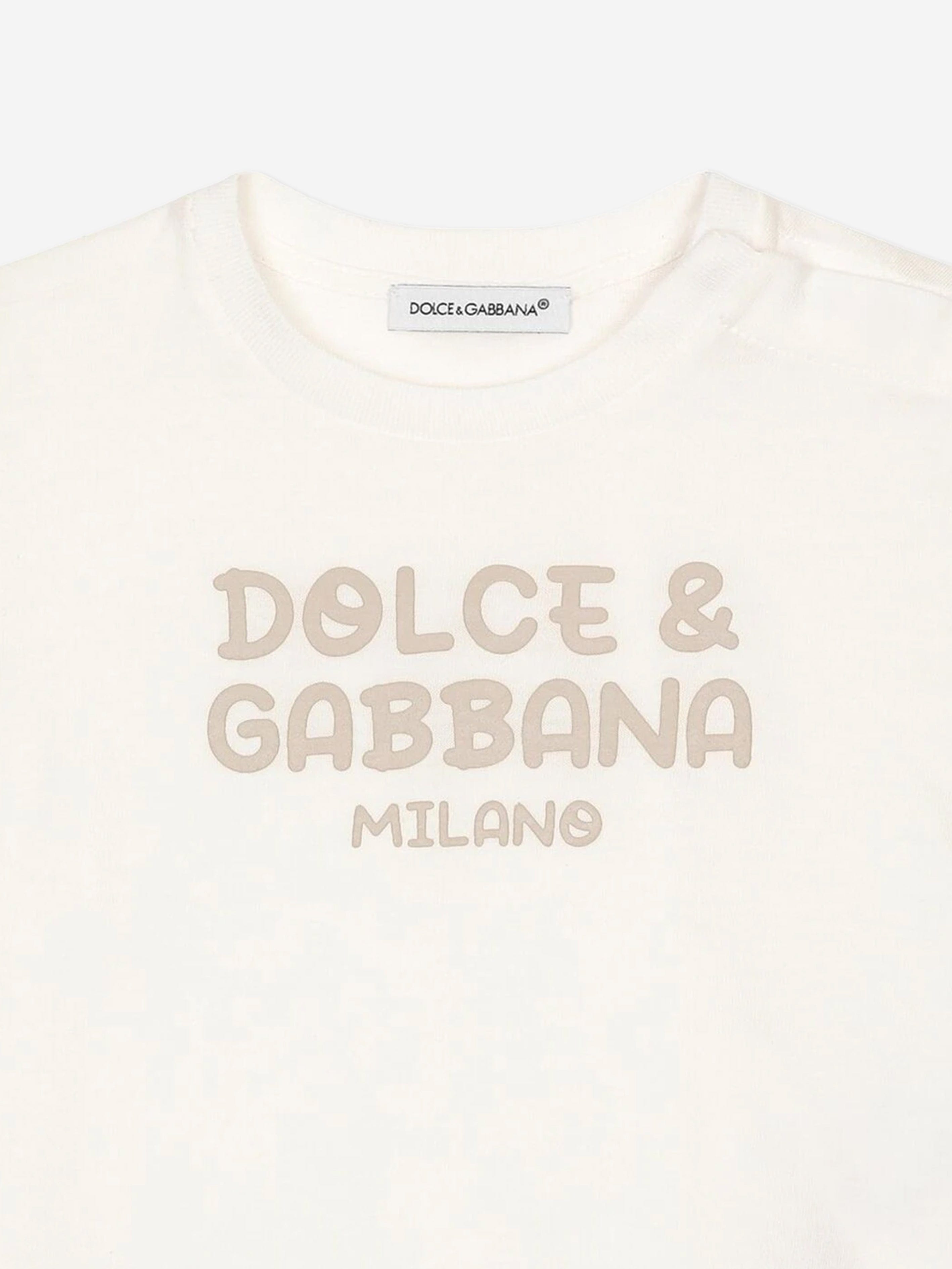 Dolce & Gabbana Baby Boys Milano Logo T-Shirt in White