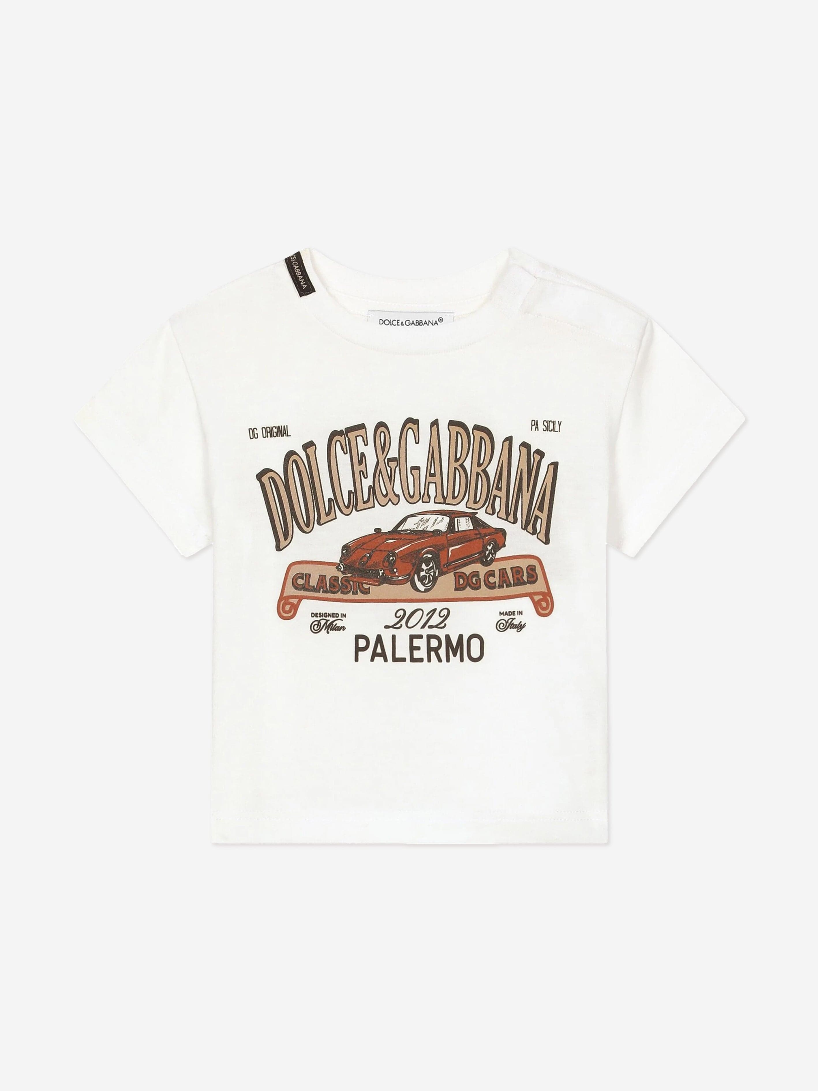 Dolce & Gabbana Baby Boys Car Logo T-Shirt in White