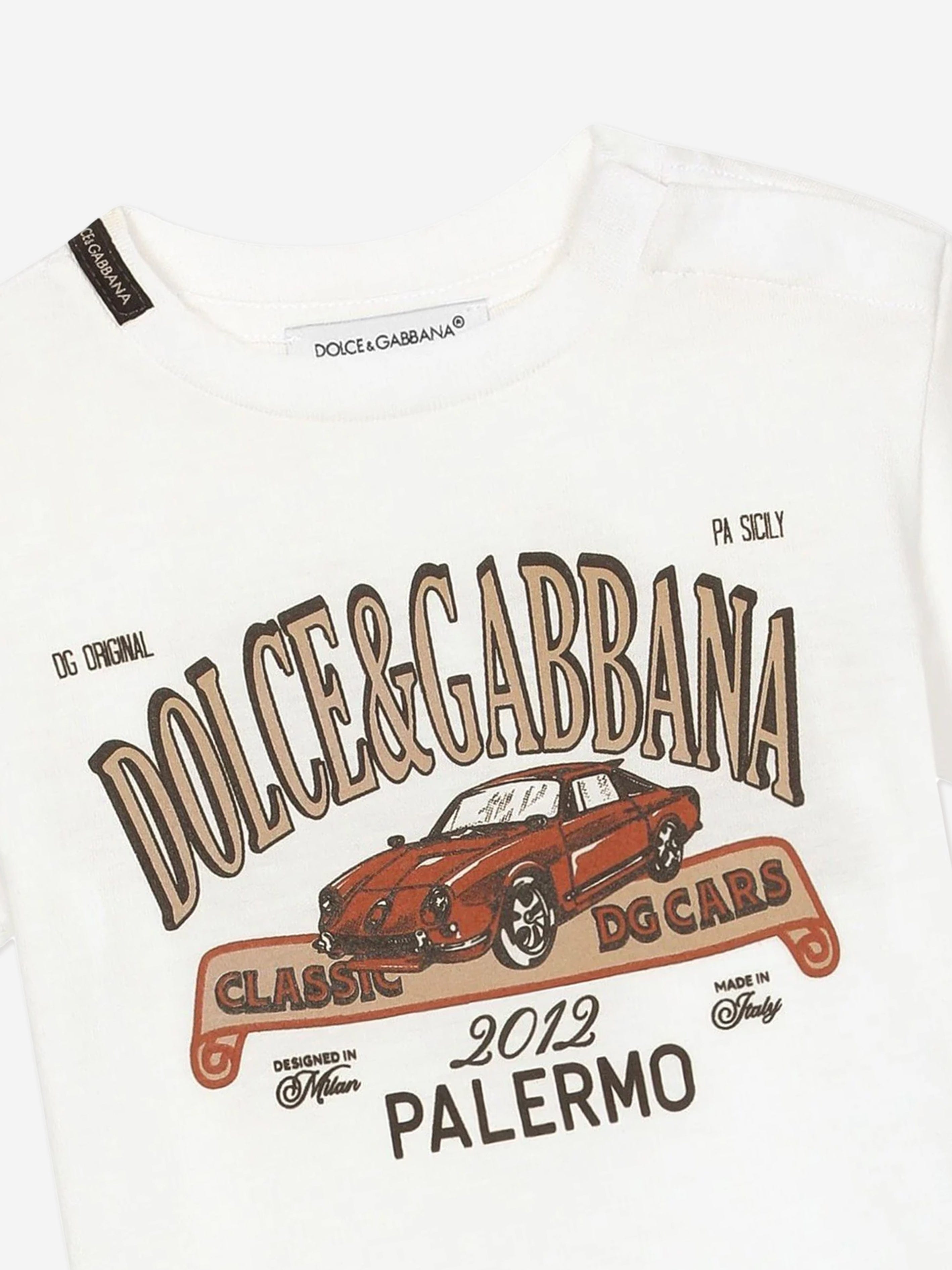 Dolce & Gabbana Baby Boys Car Logo T-Shirt in White