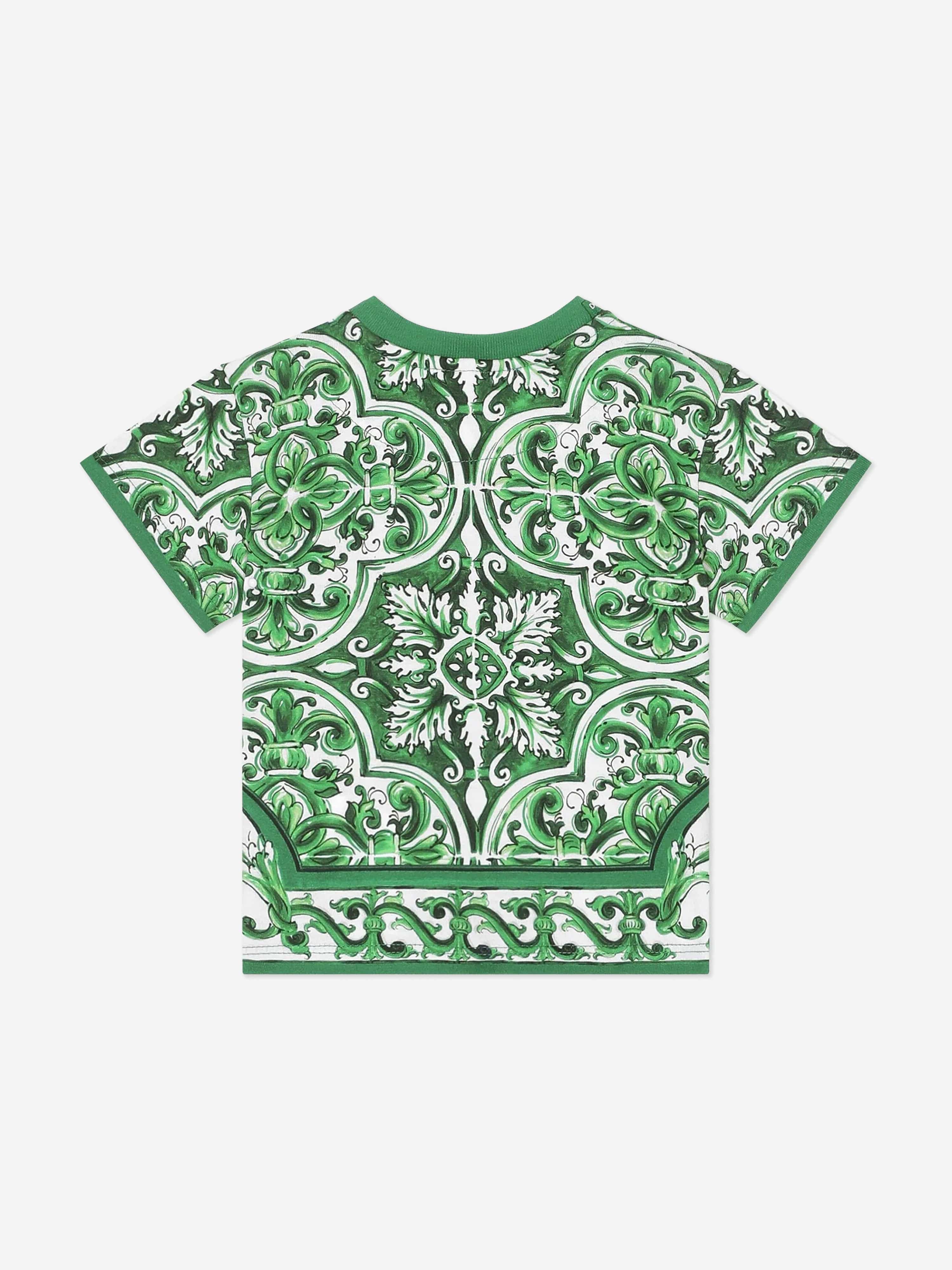 Dolce & Gabbana Baby Boys Maiolica Print T-Shirt in Green