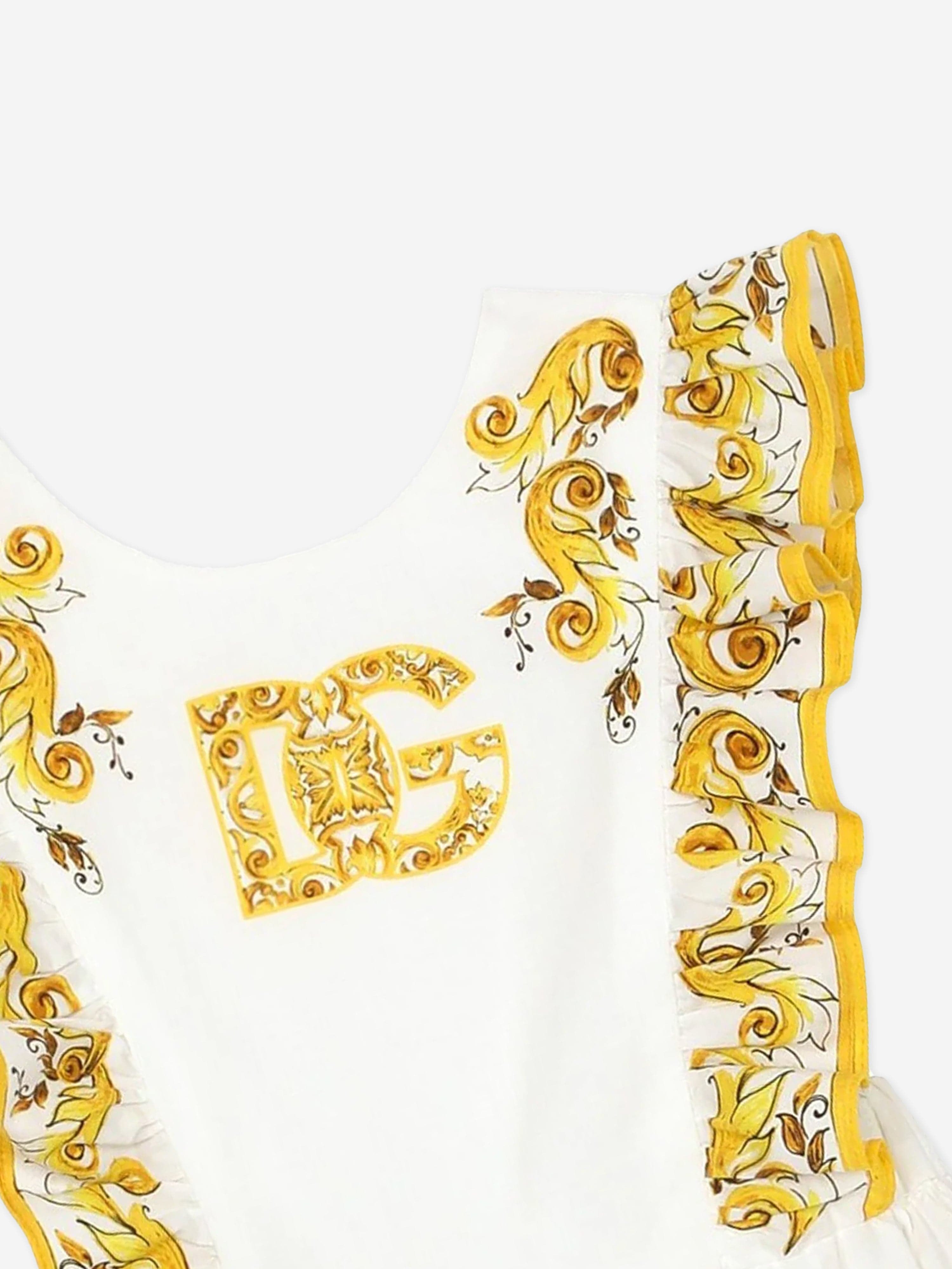 Dolce & Gabbana Baby Girls Maiolica Romper in Yellow