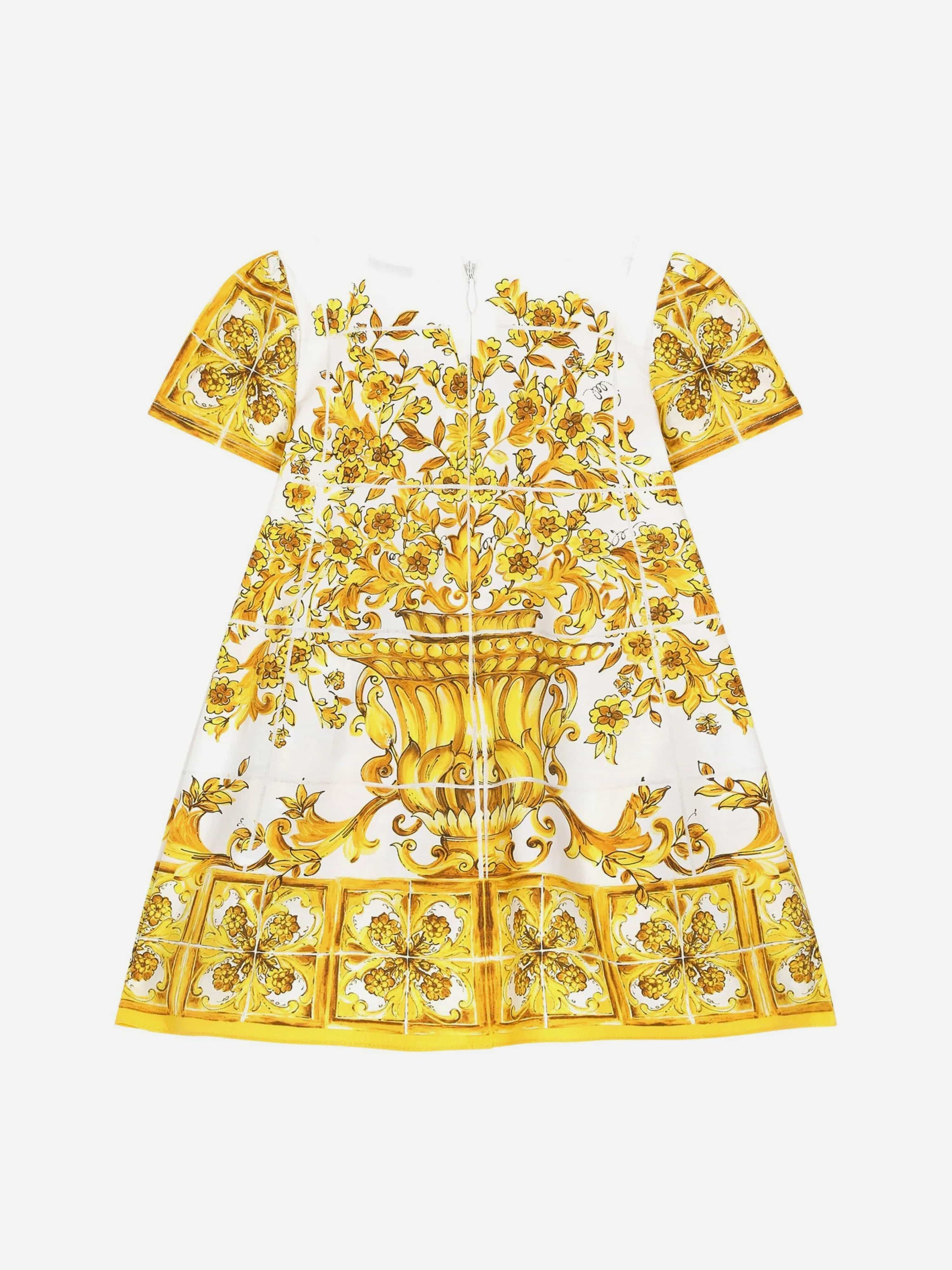 Dolce & Gabbana Baby Girls Maiolica Dress With Knickers in Yellow