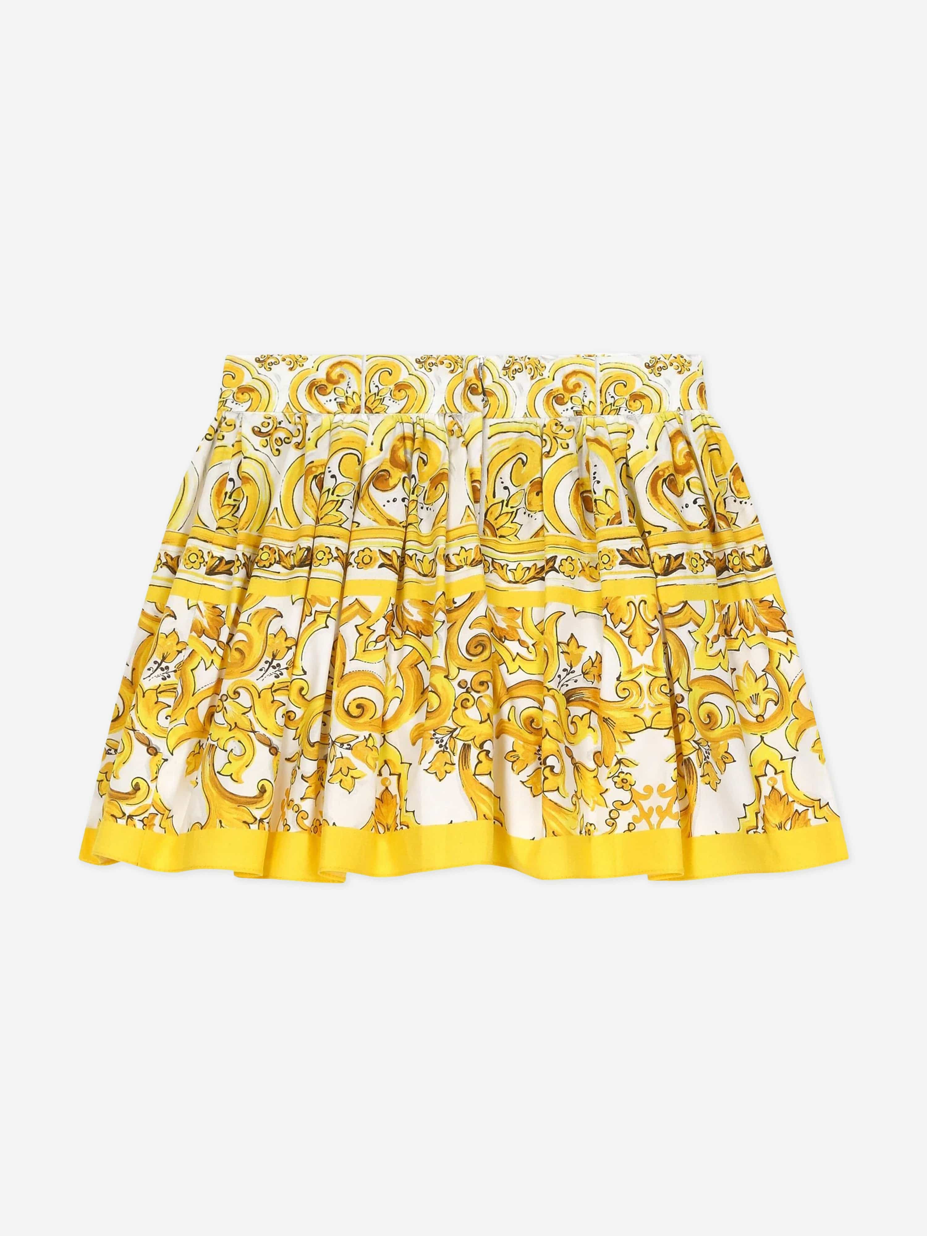 Dolce & Gabbana Baby Girls Maiolica Skirt With Knickers in Yellow