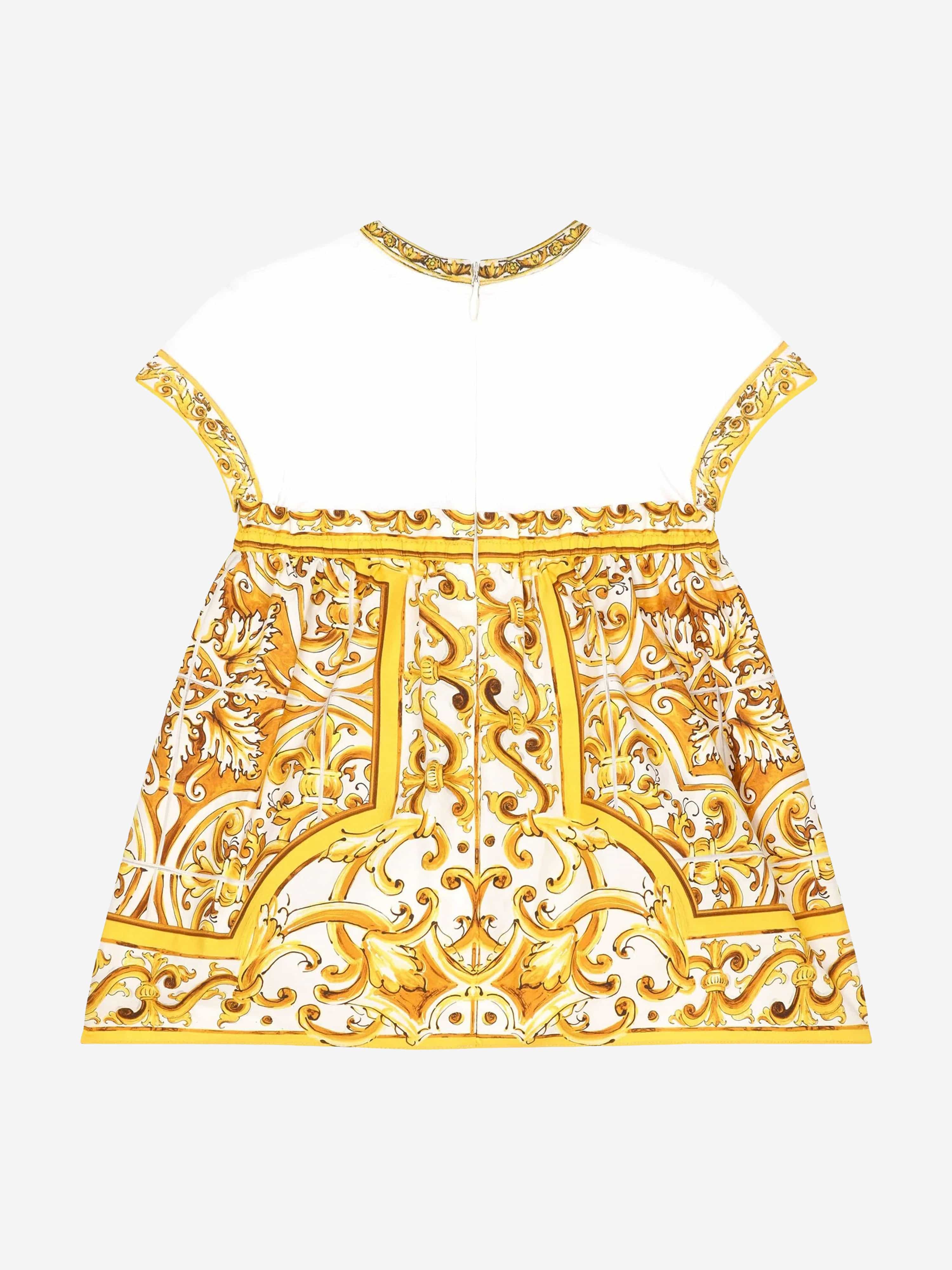 Dolce & Gabbana Baby Girls Maiolica Dress With Knickers in Yellow