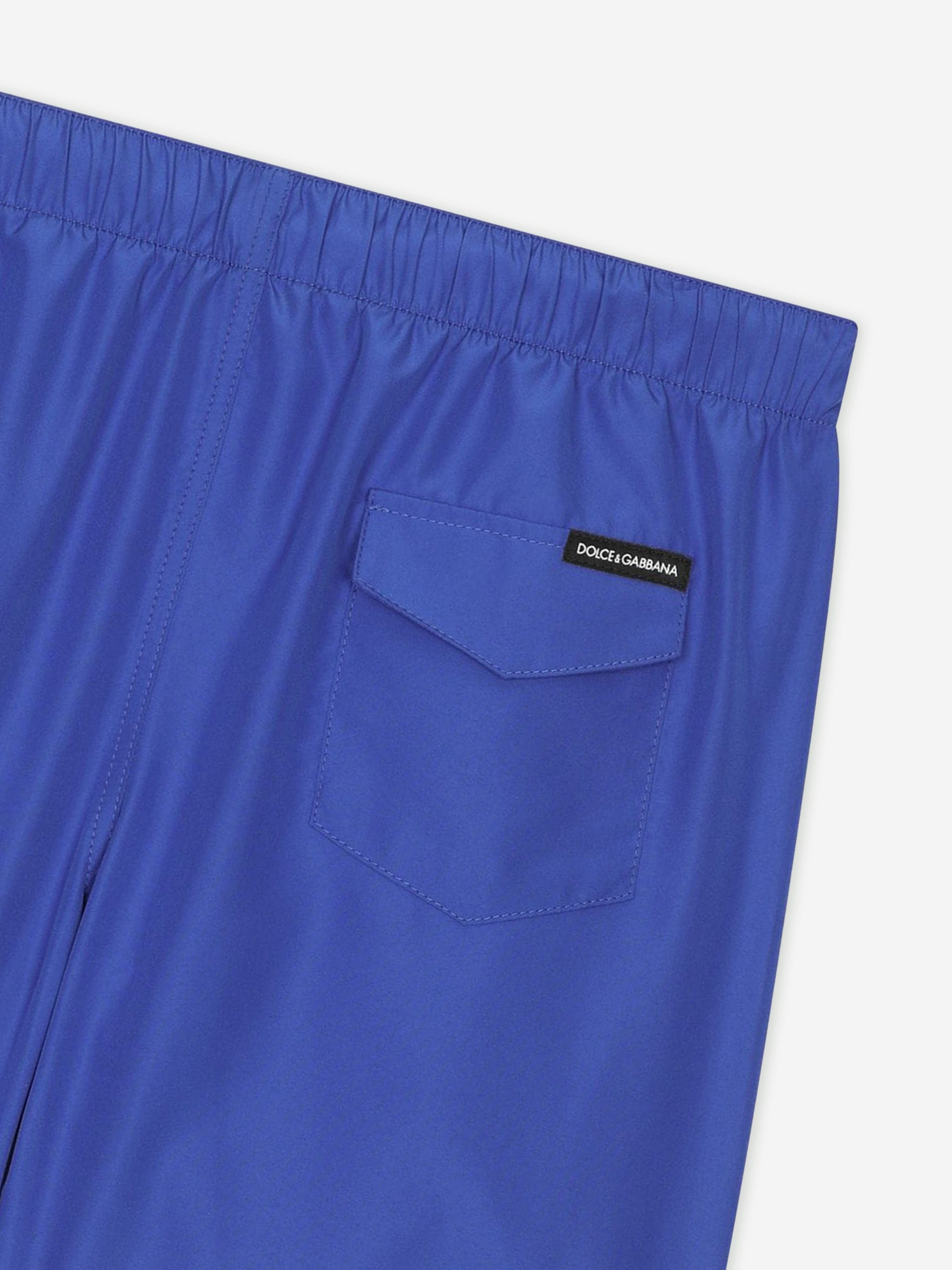 Dolce & Gabbana Boys Milano Logo Swim Shorts in Blue