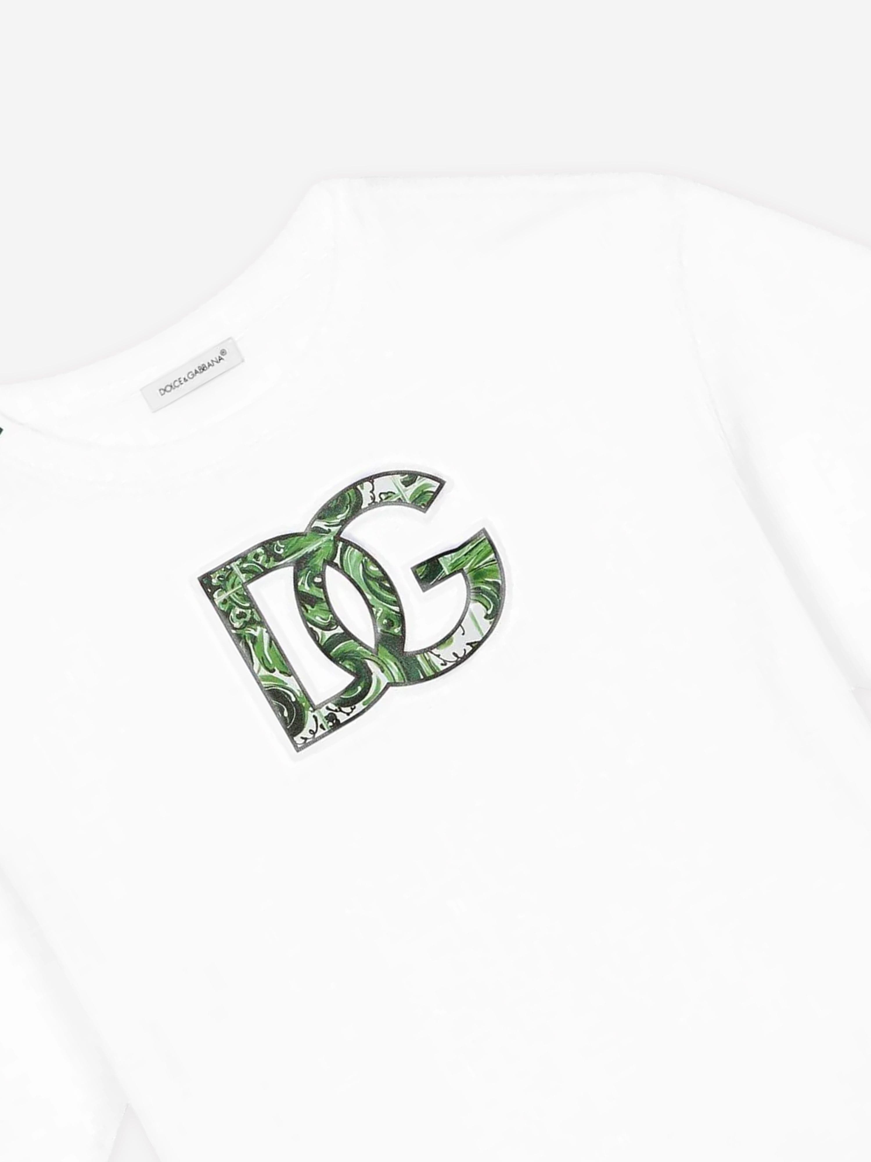 Dolce & Gabbana Boys Maiolica Logo T-Shirt in White