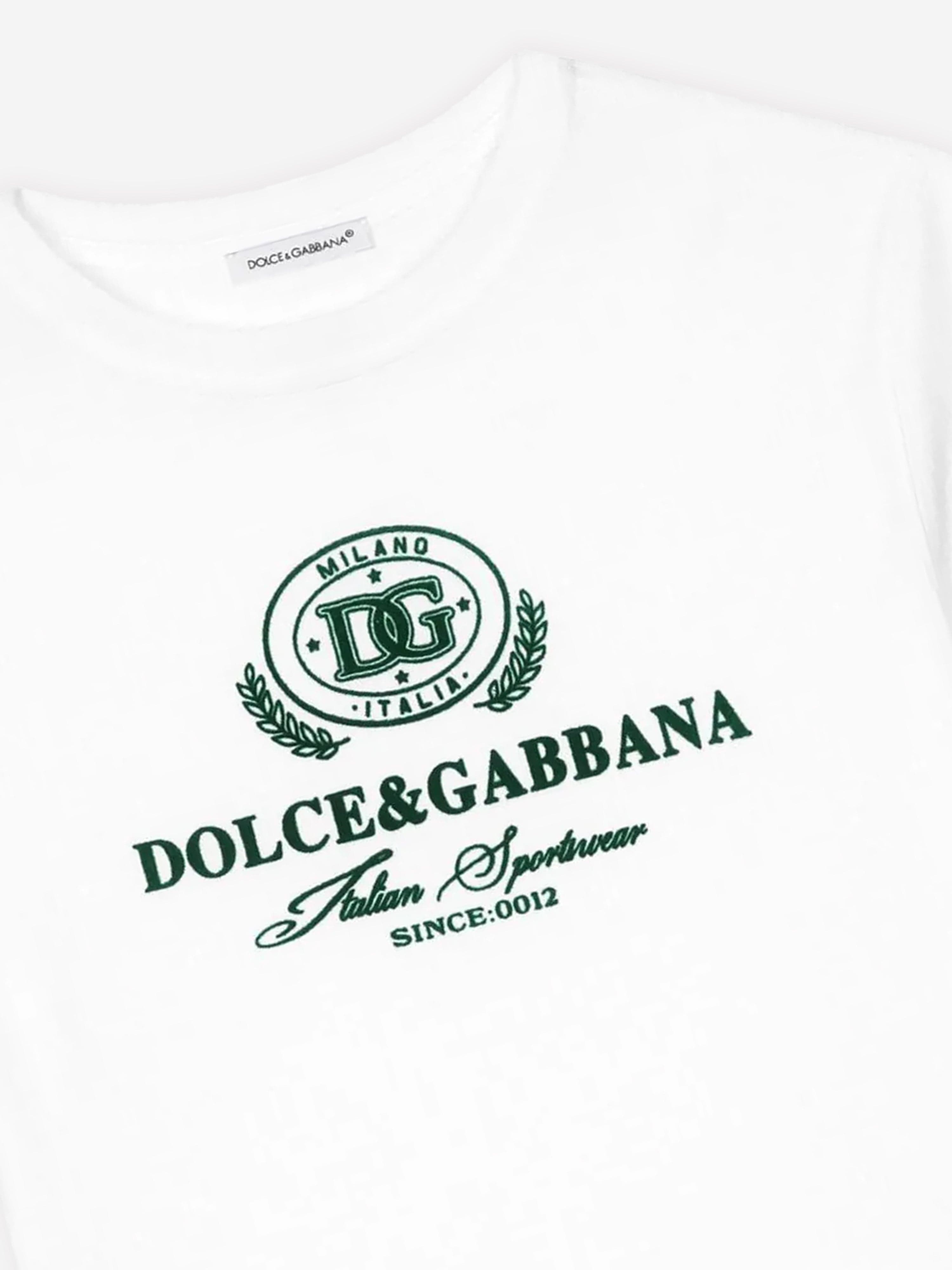 Dolce & Gabbana Boys Flocked Logo T-Shirt in White