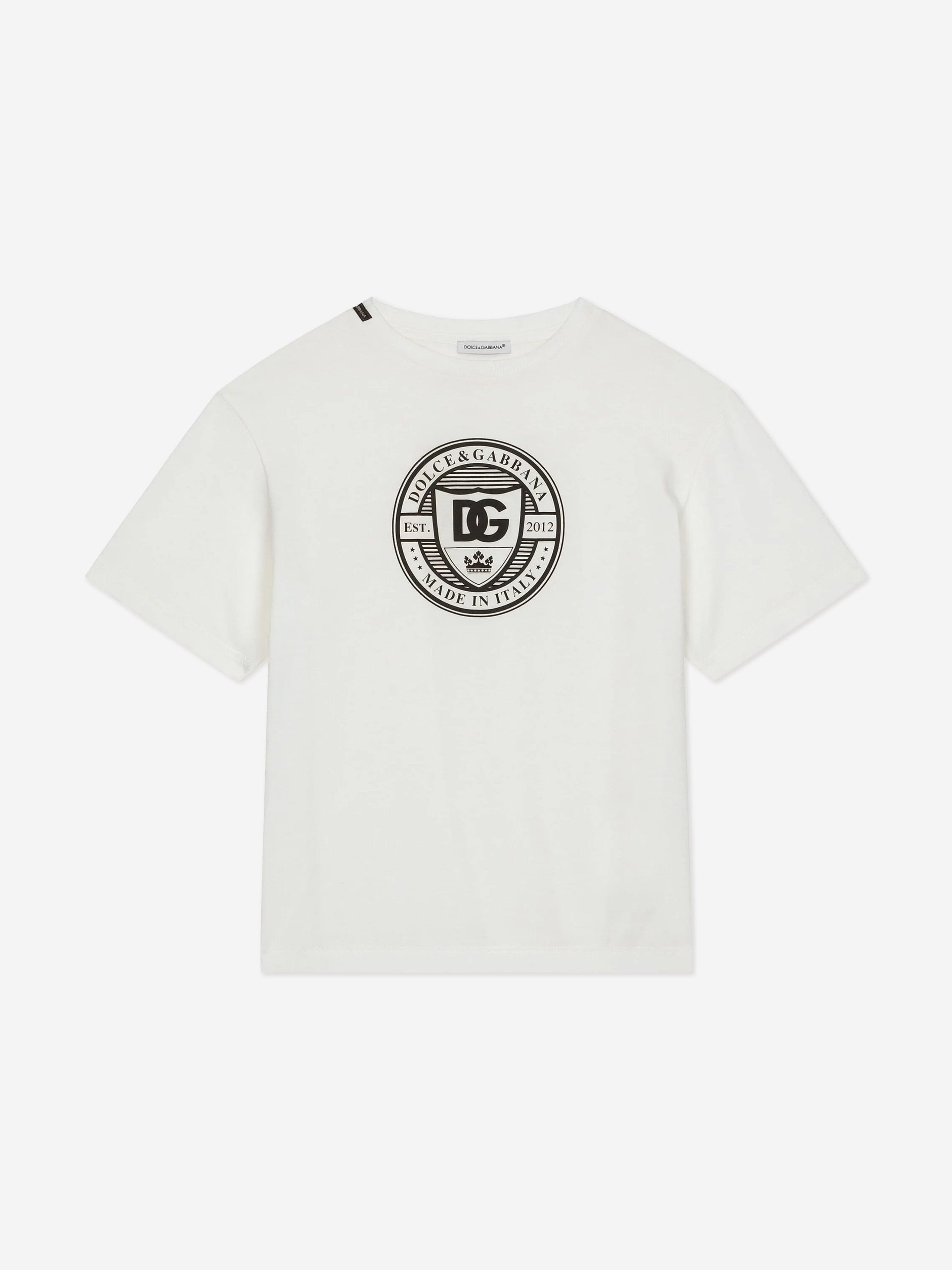 Dolce & Gabbana Boys Logo Stamp T-Shirt in White