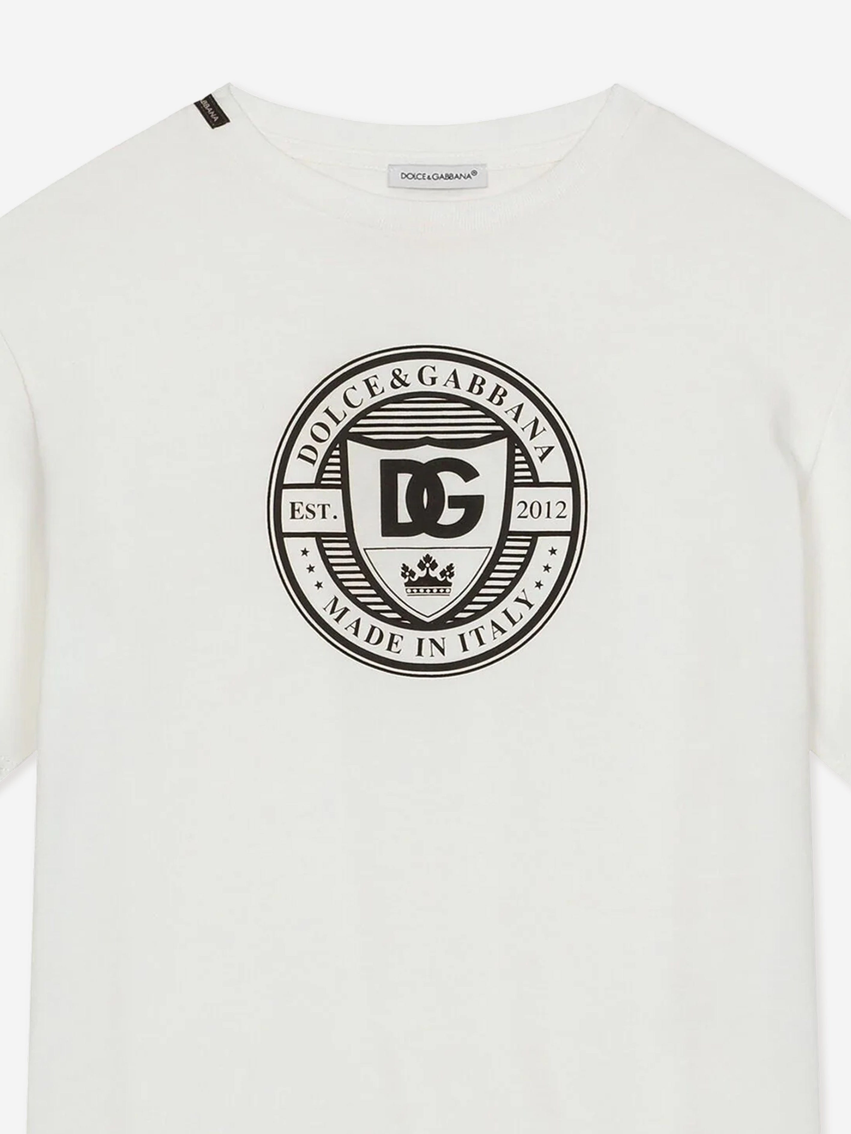 Dolce & Gabbana Boys Logo Stamp T-Shirt in White