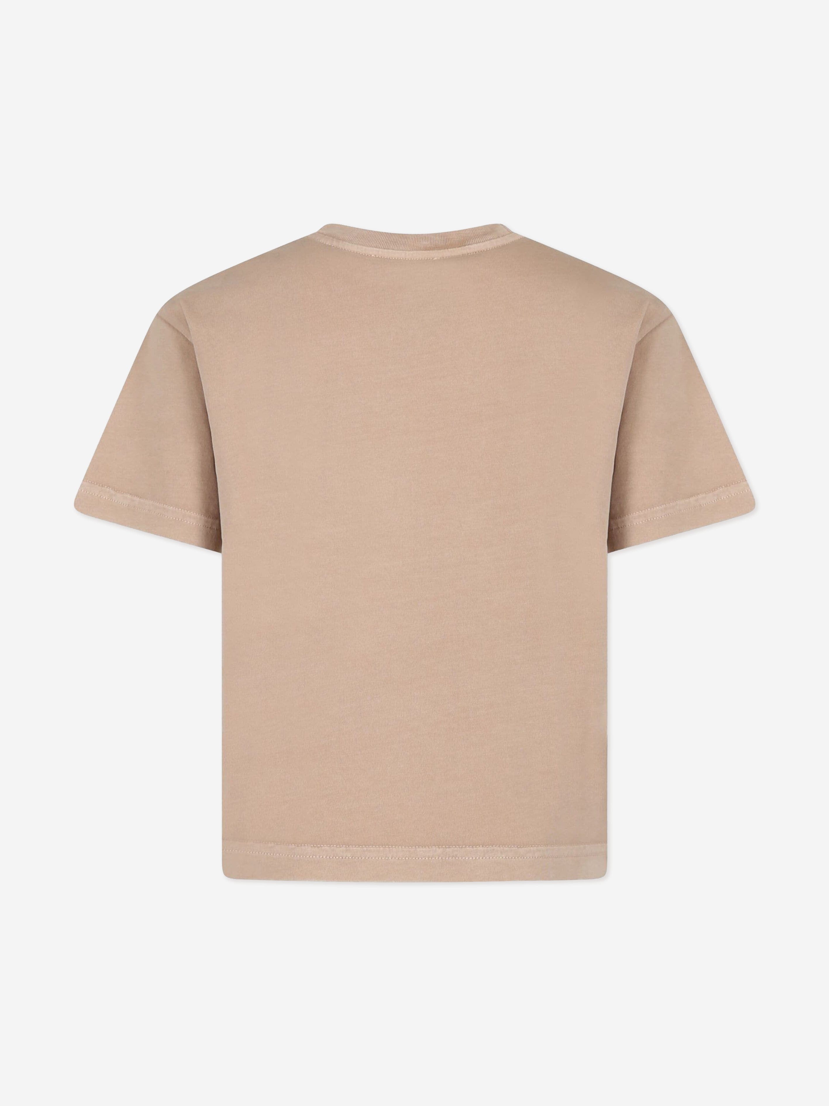 Dolce & Gabbana Boys Logo Label T-Shirt in Beige