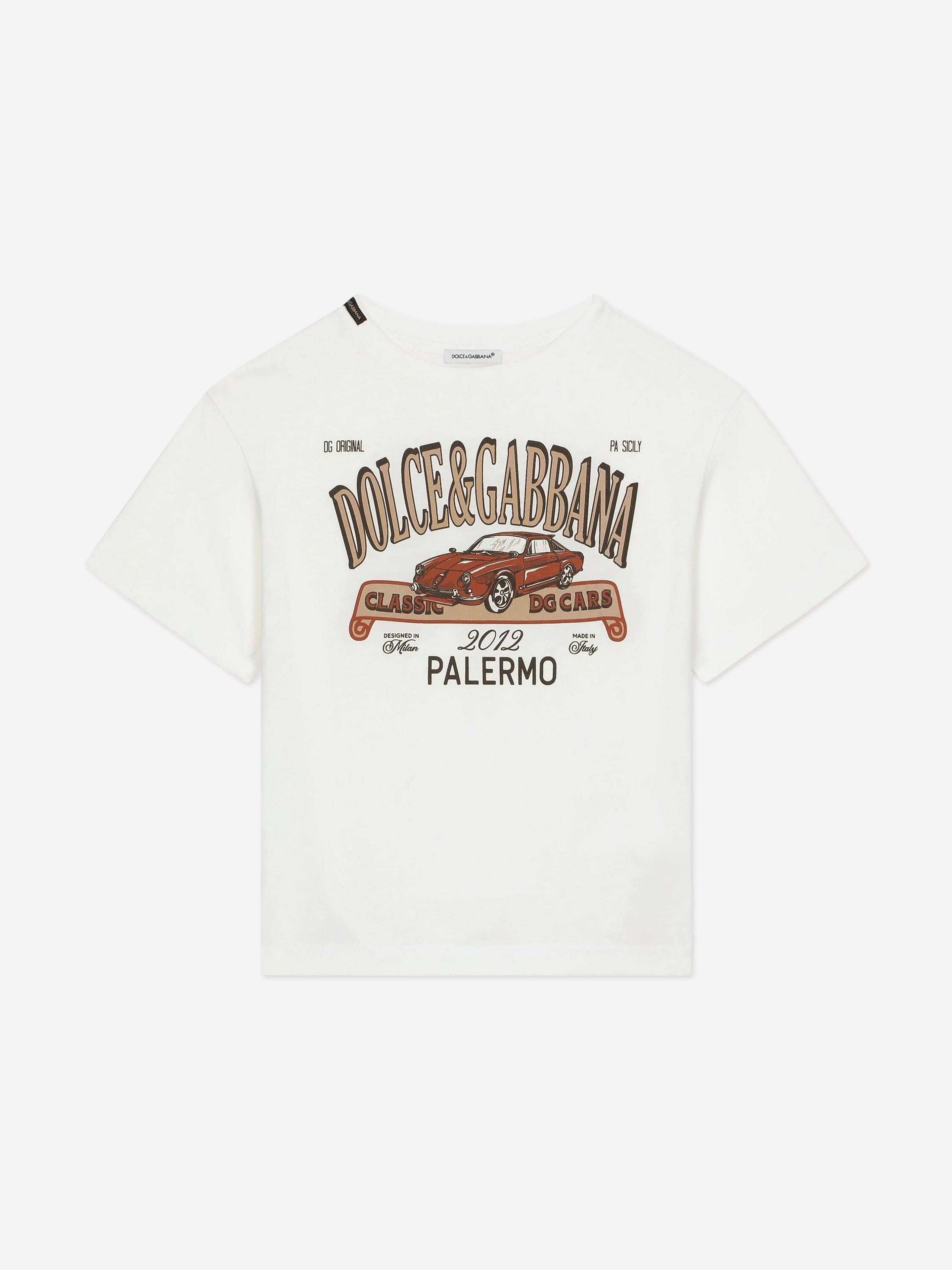 Dolce & Gabbana Boys Palermo Logo T-Shirt in White