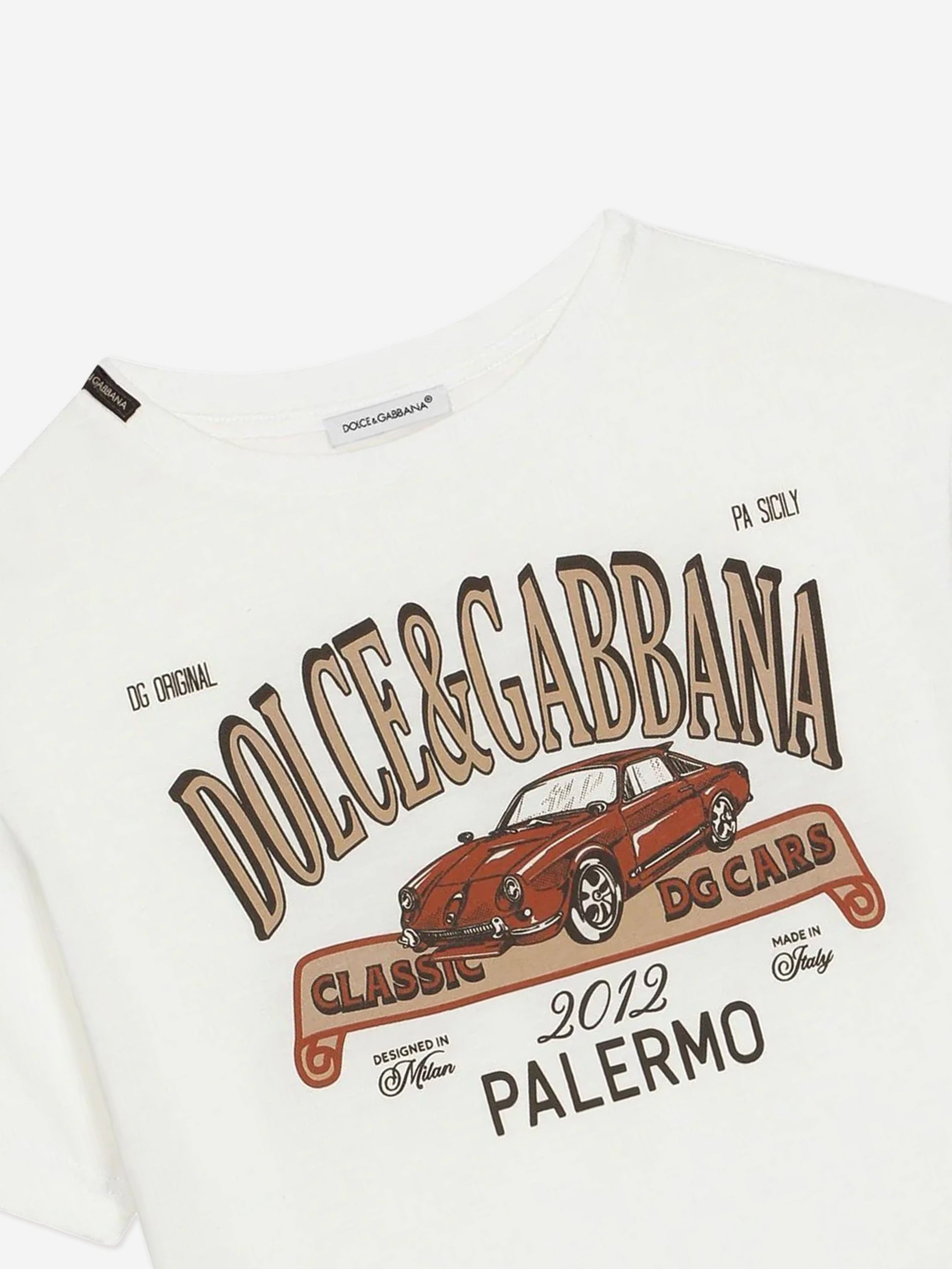 Dolce & Gabbana Boys Palermo Logo T-Shirt in White