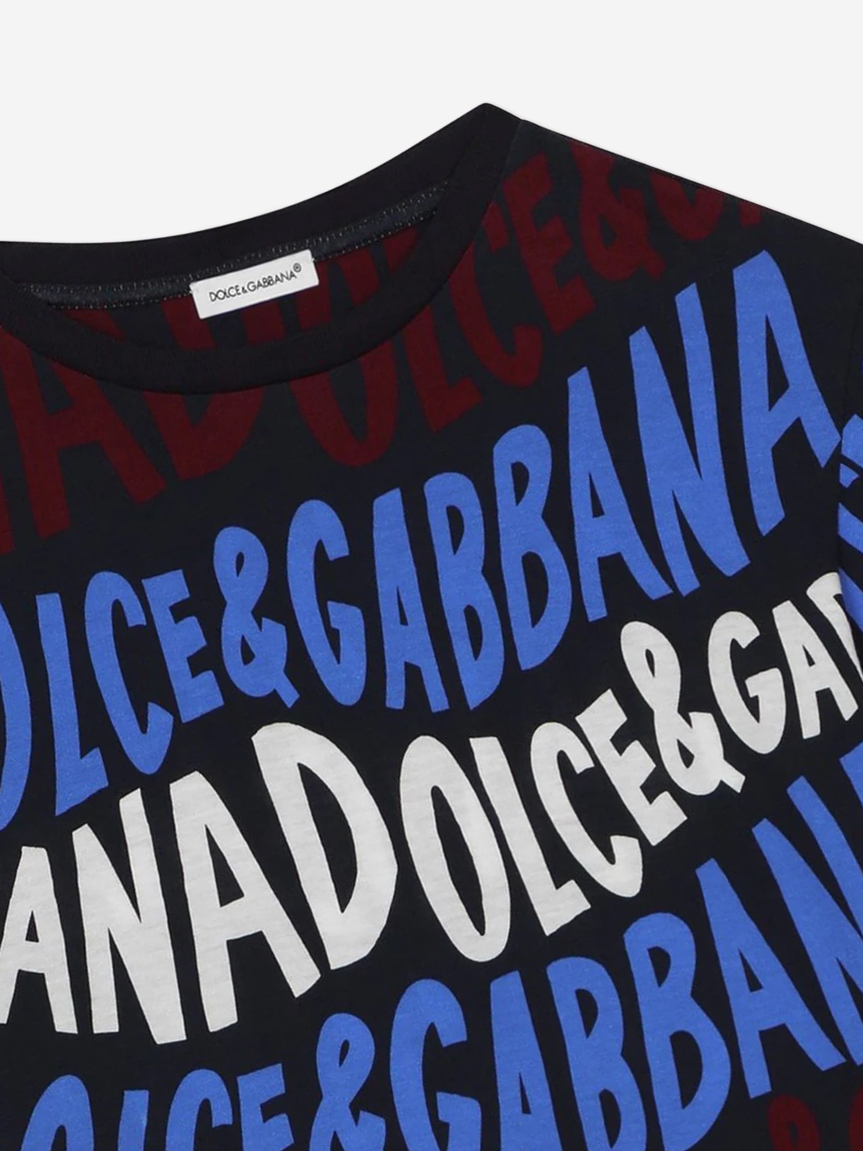 Dolce & Gabbana Boys Logo Print T-Shirt in Multicolour