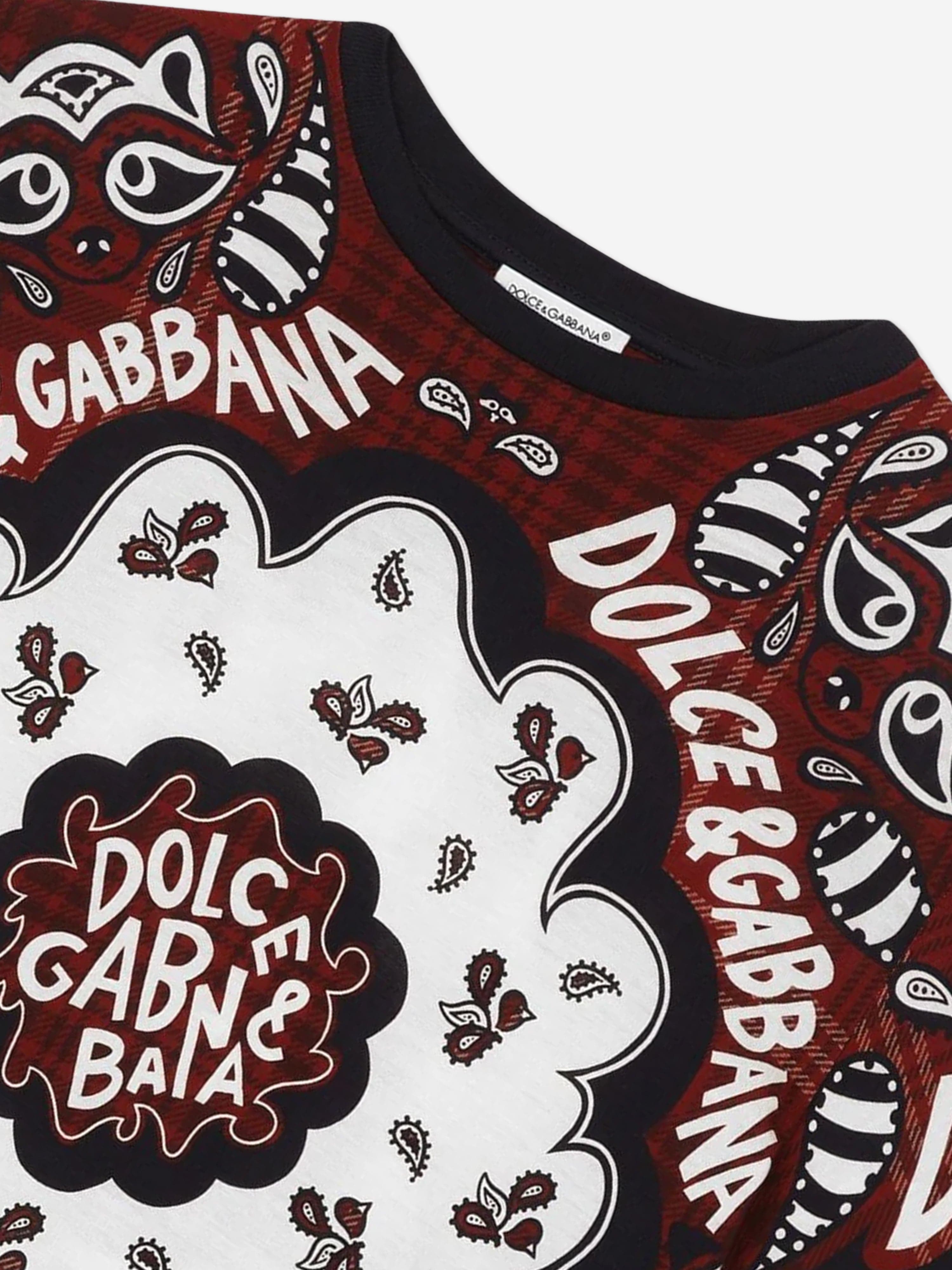 Dolce & Gabbana Boys Bandana Print T-Shirt in Multicolour