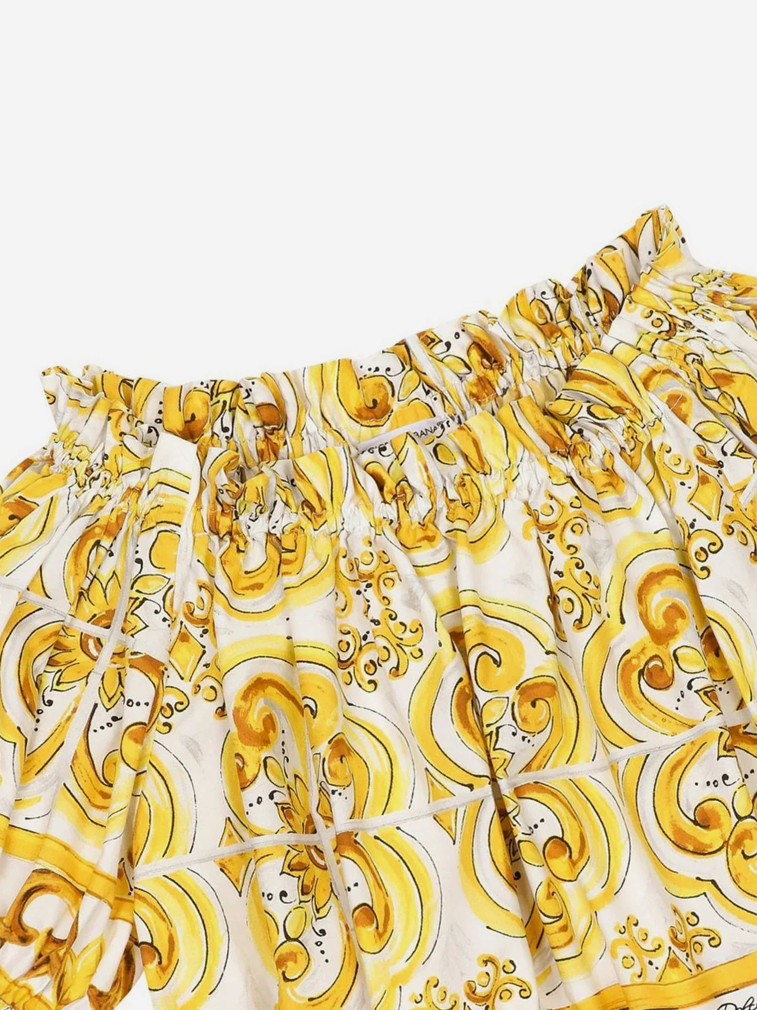 Dolce & Gabbana Girls Maiolica Print Blouse in Yellow