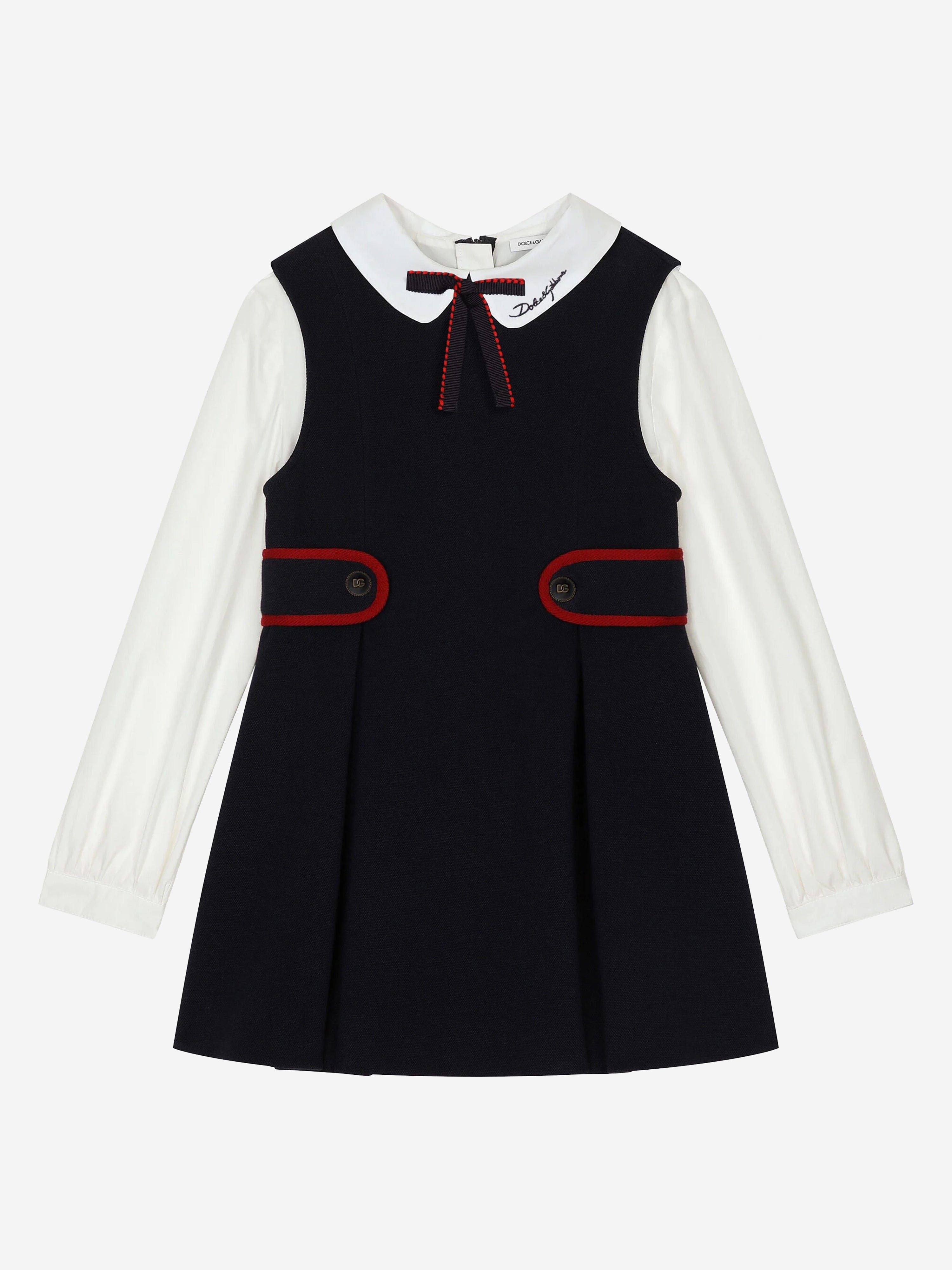 Dolce & Gabbana Girls Preppy Style Dress in Navy