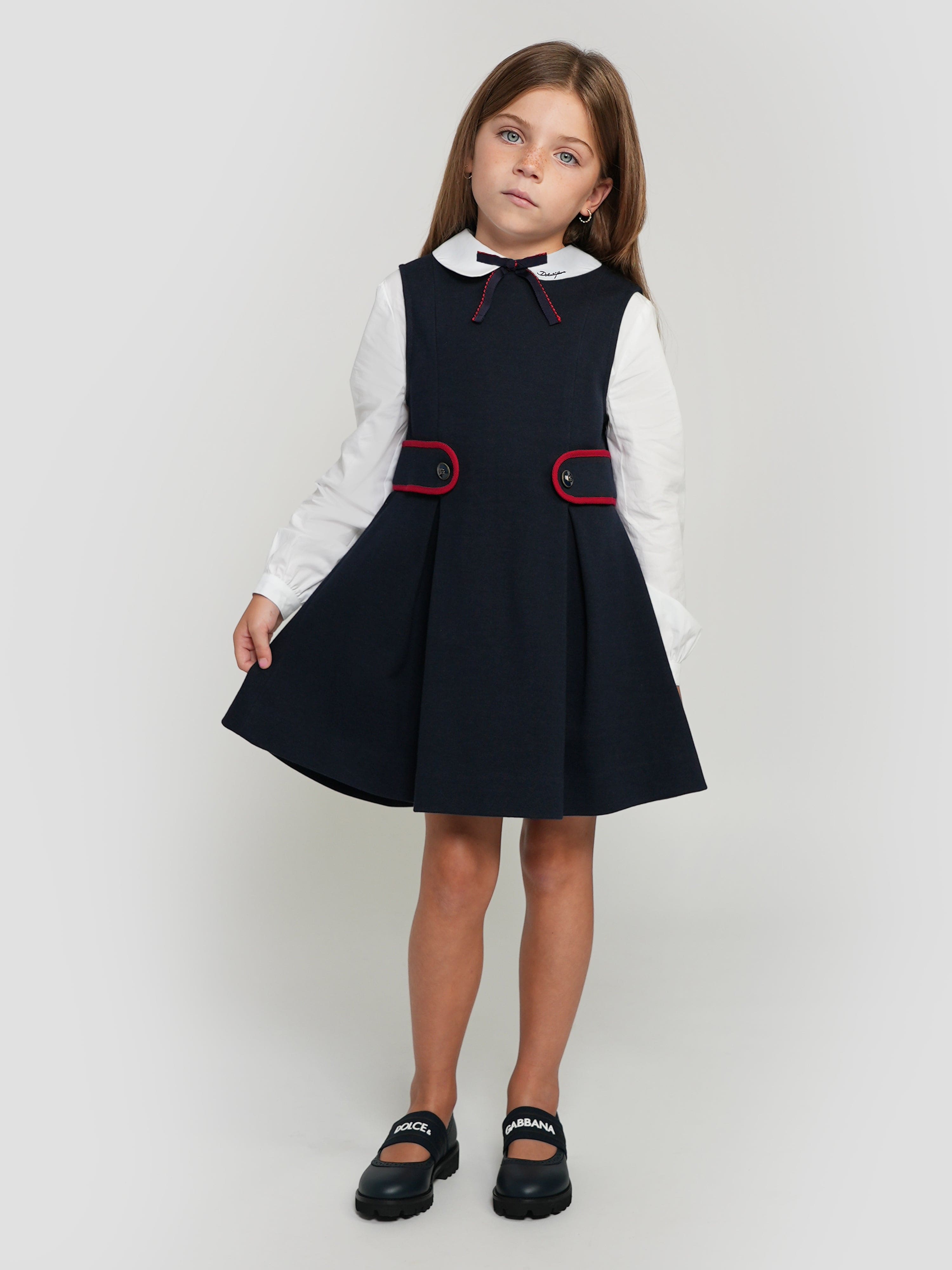 Dolce & Gabbana Girls Preppy Style Dress in Navy