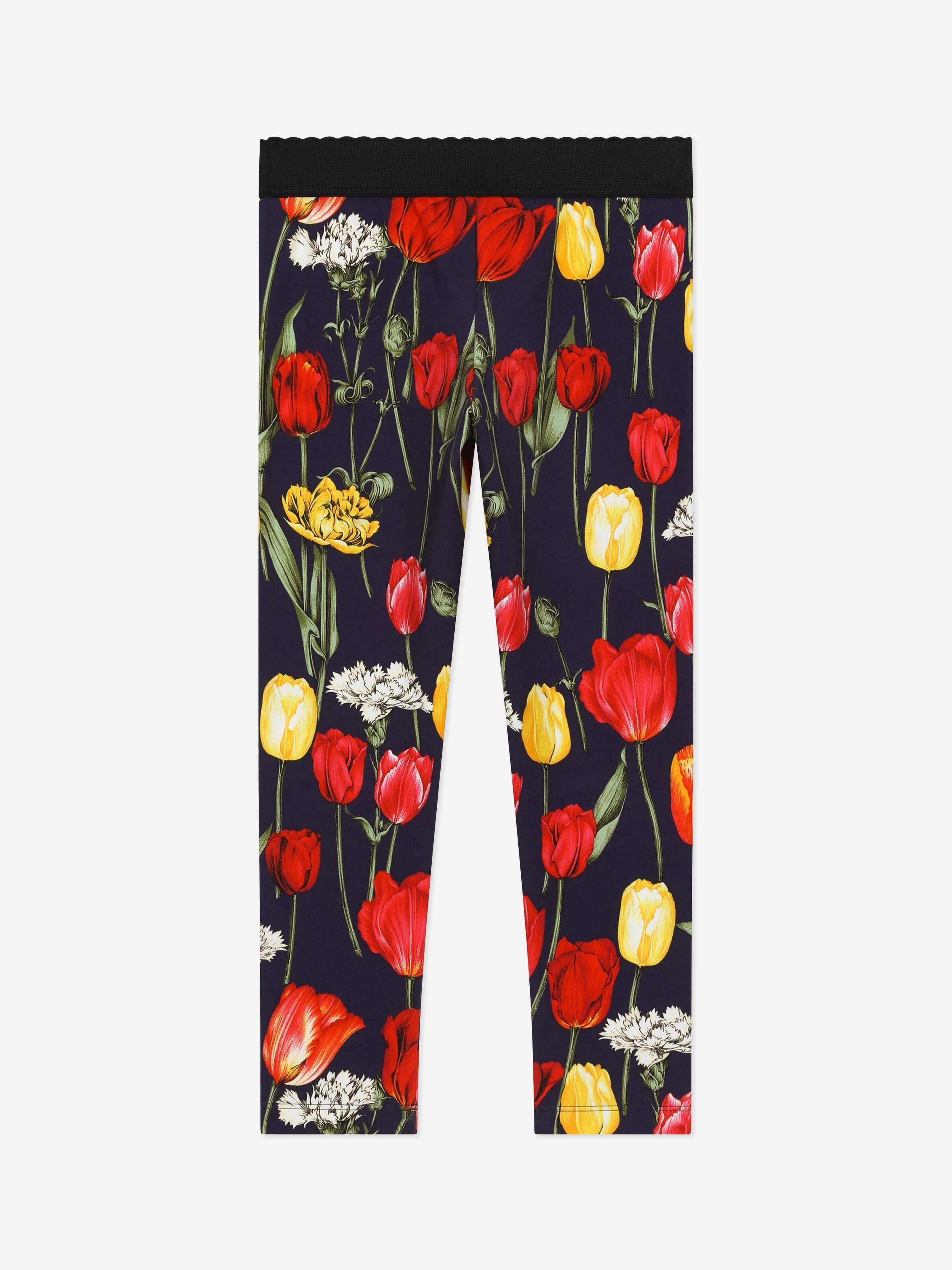 Dolce & Gabbana Girls Tulip Print Leggings in Multicolour