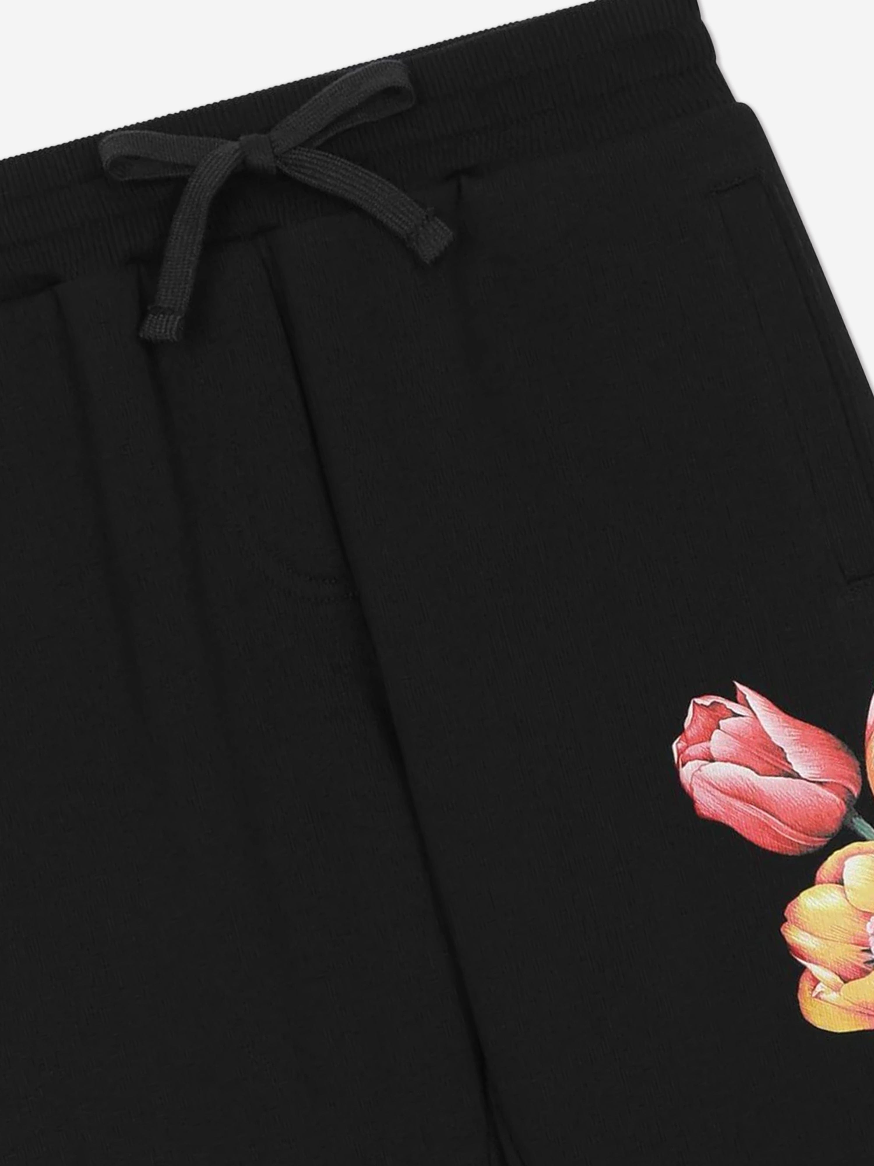 Dolce & Gabbana Girls Embroidered Tulip Joggers in Navy