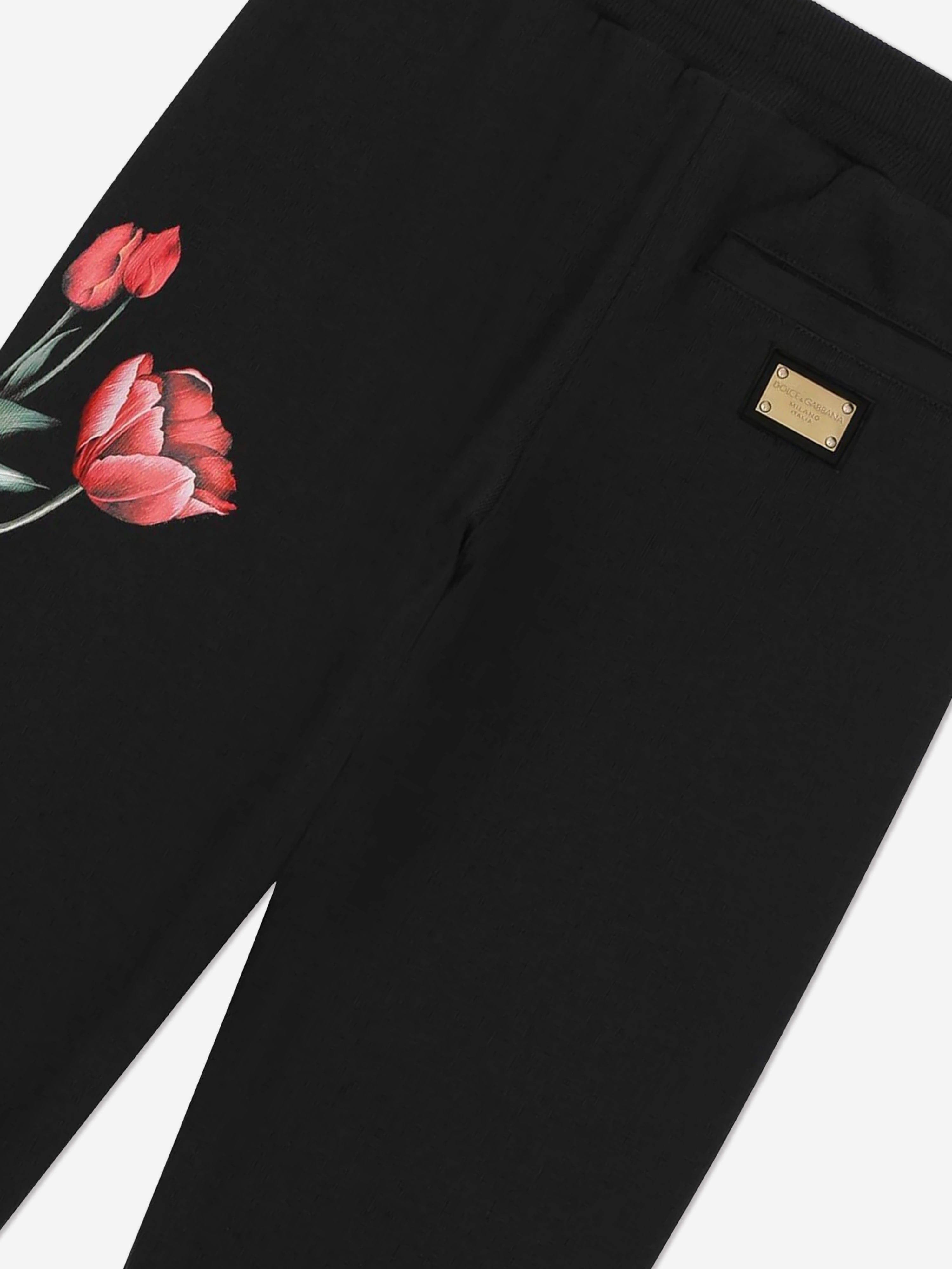 Dolce & Gabbana Girls Embroidered Tulip Joggers in Navy