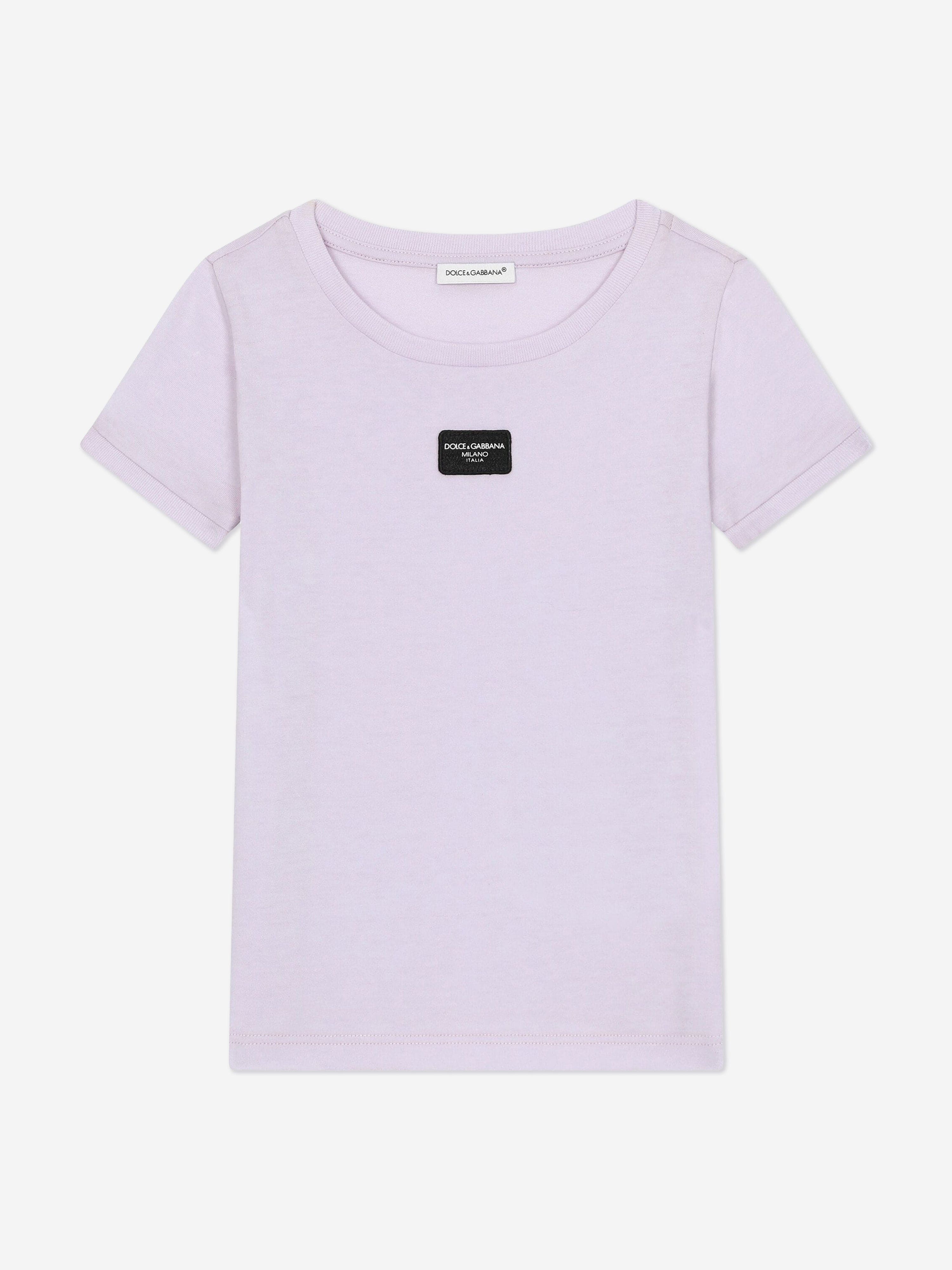 Dolce & Gabbana Girls Logo Label T-Shirt in Purple