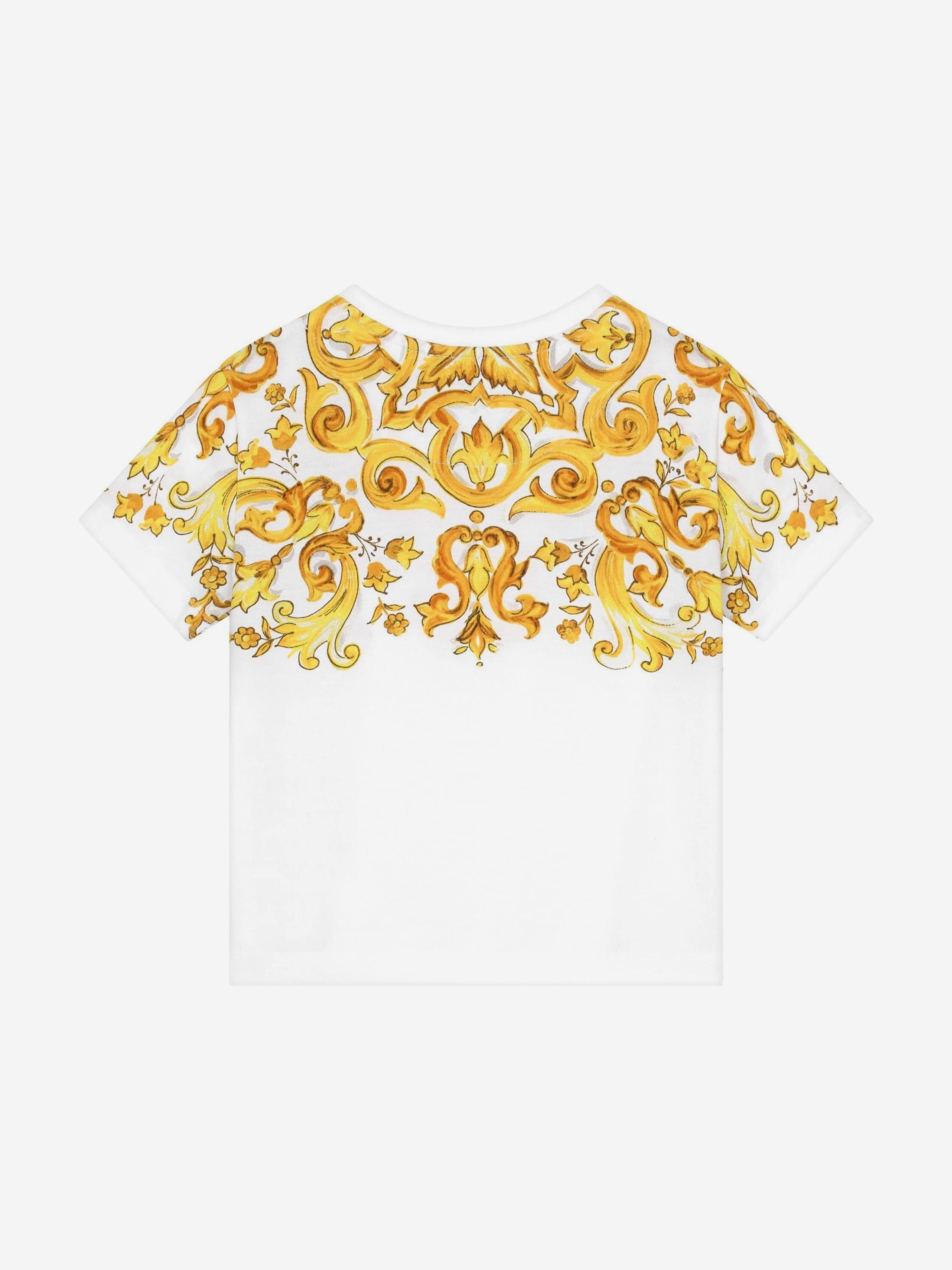 Dolce & Gabbana Girls Maiolica Print T-Shirt in White