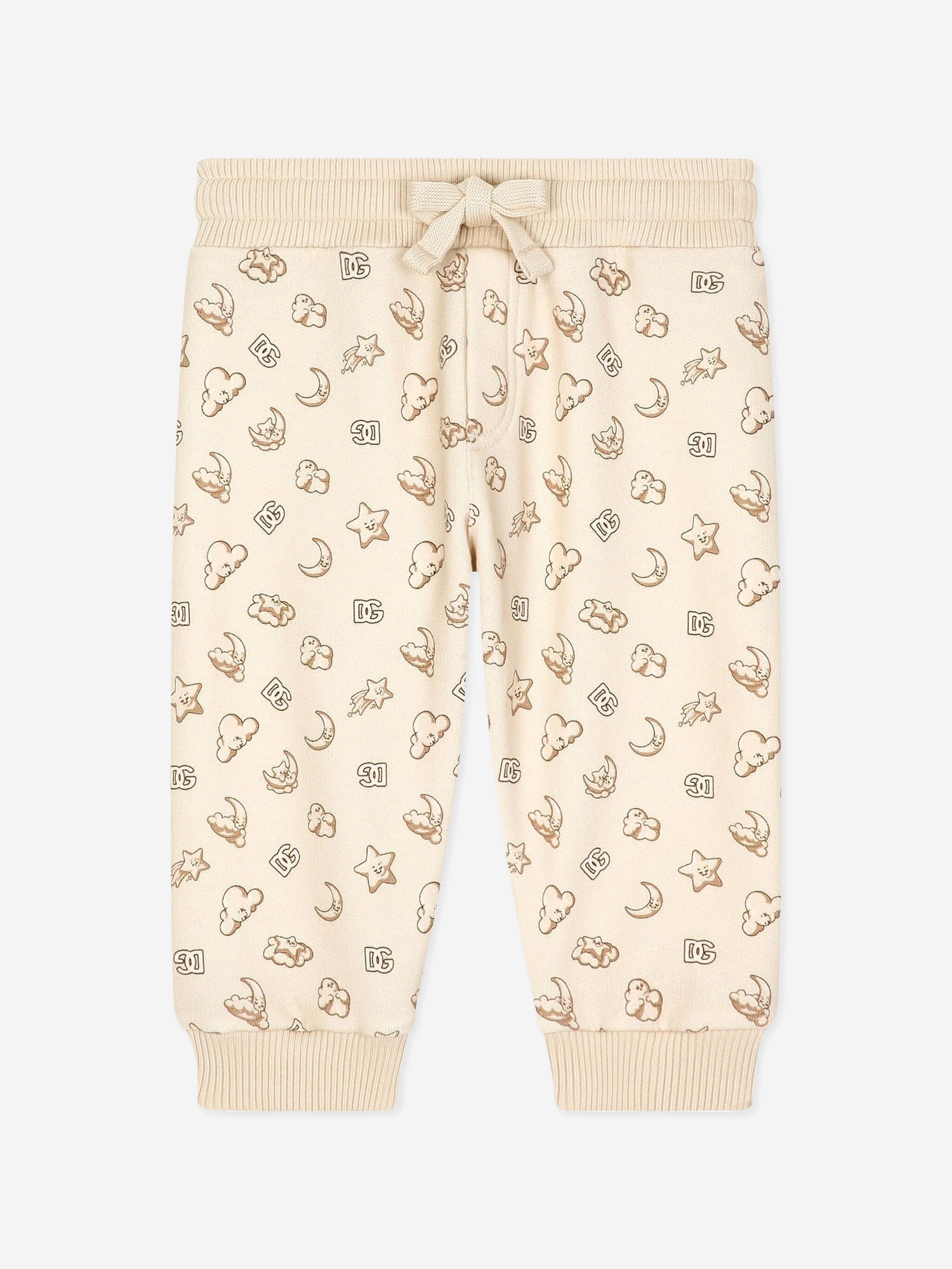 Dolce & Gabbana Baby Moon and Star Joggers in Beige