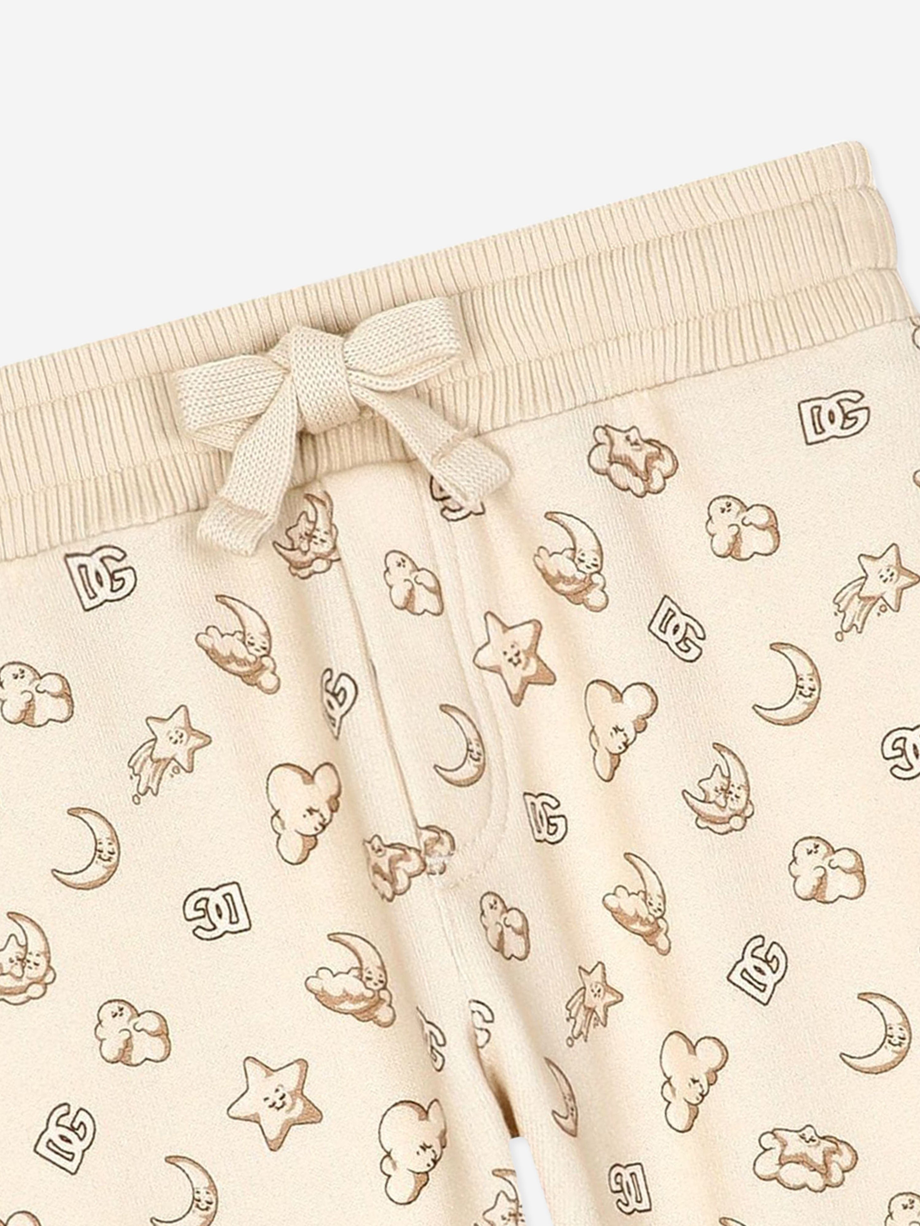 Dolce & Gabbana Baby Moon and Star Joggers in Beige