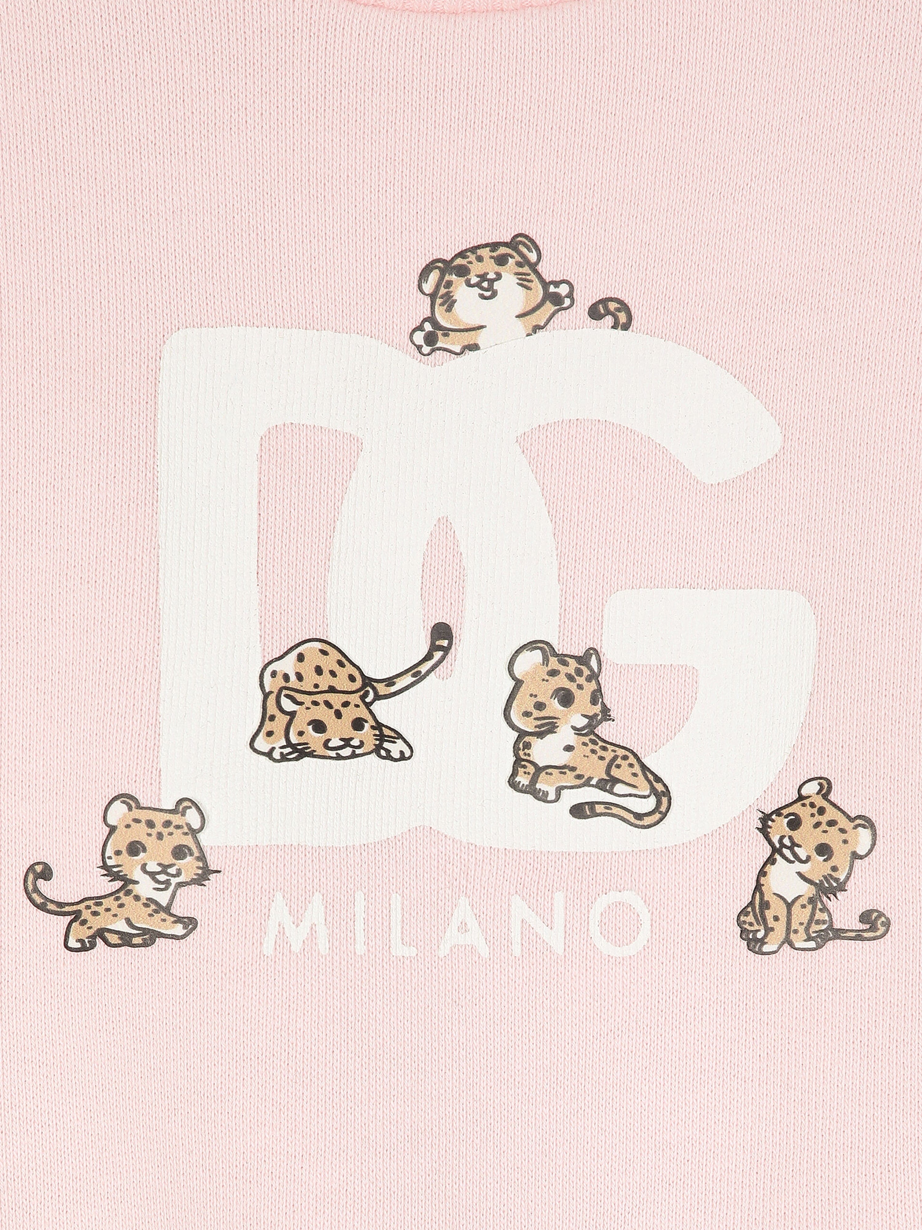 Dolce & Gabbana Baby Girls Leopard Logo Sweatshirt in Pink