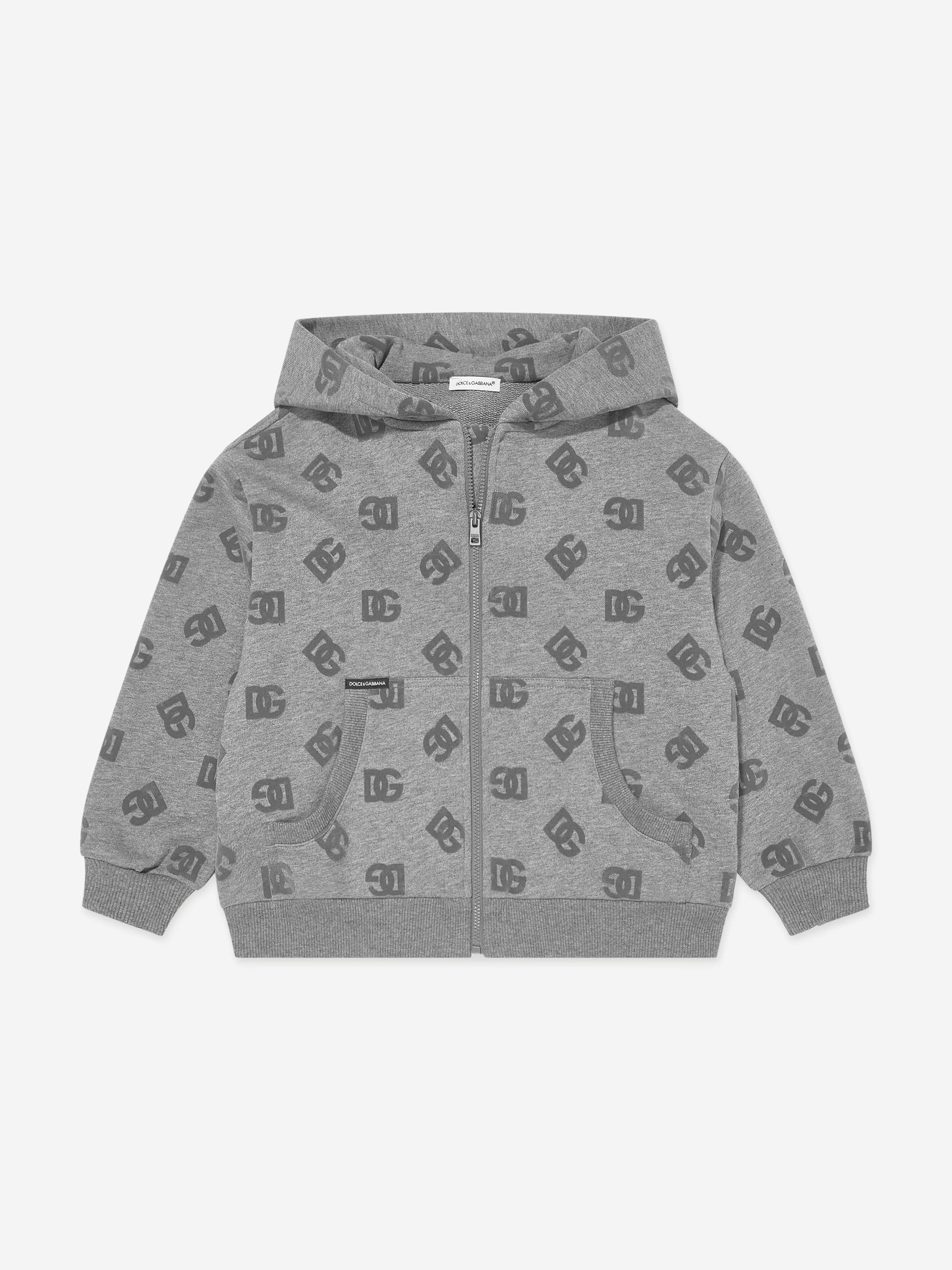 Dolce & Gabbana Boys DG Logo Zip Up Top in Grey