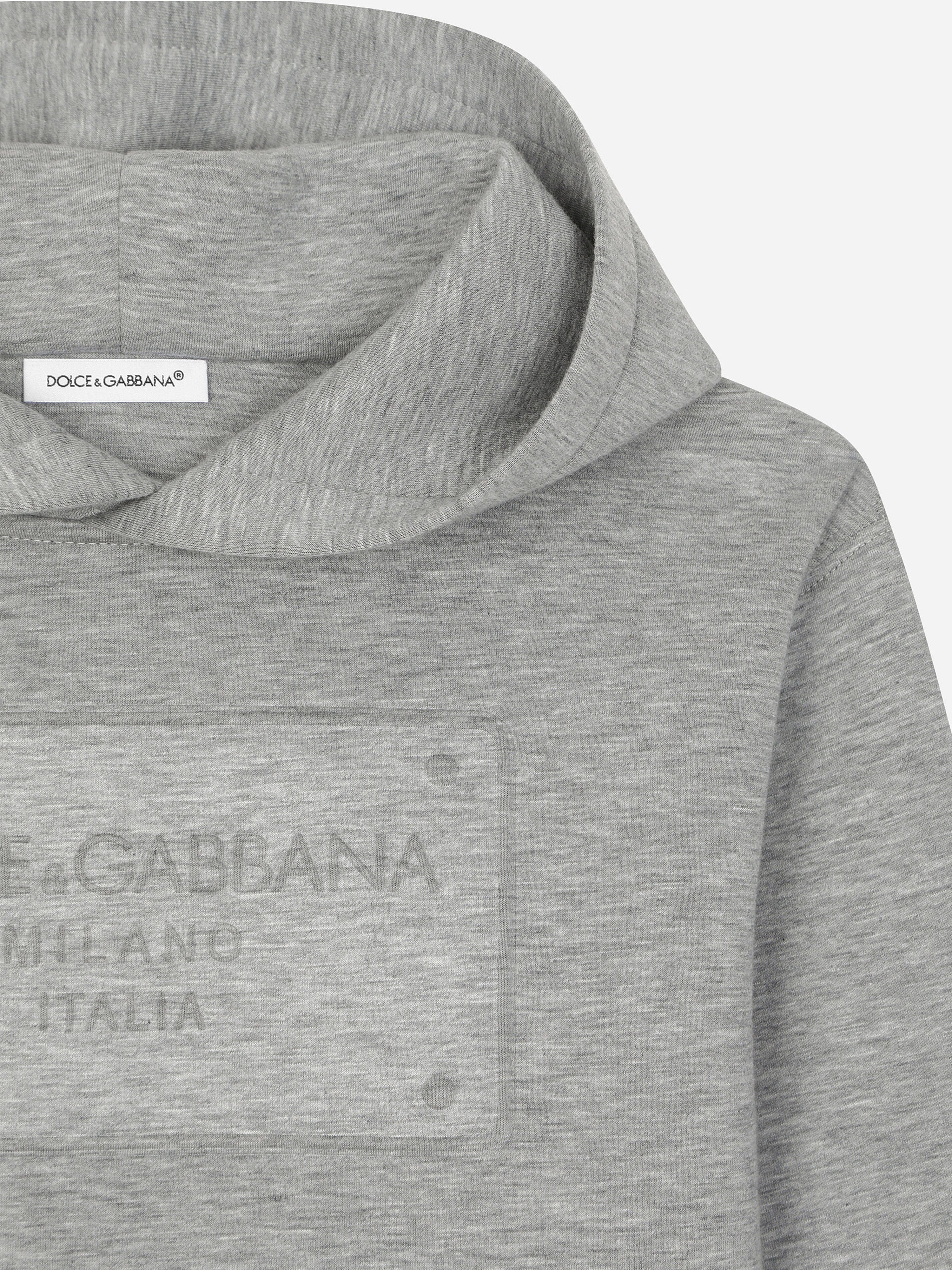 Dolce & Gabbana Boys Neoprene Embossed Logo Hoodie in Grey