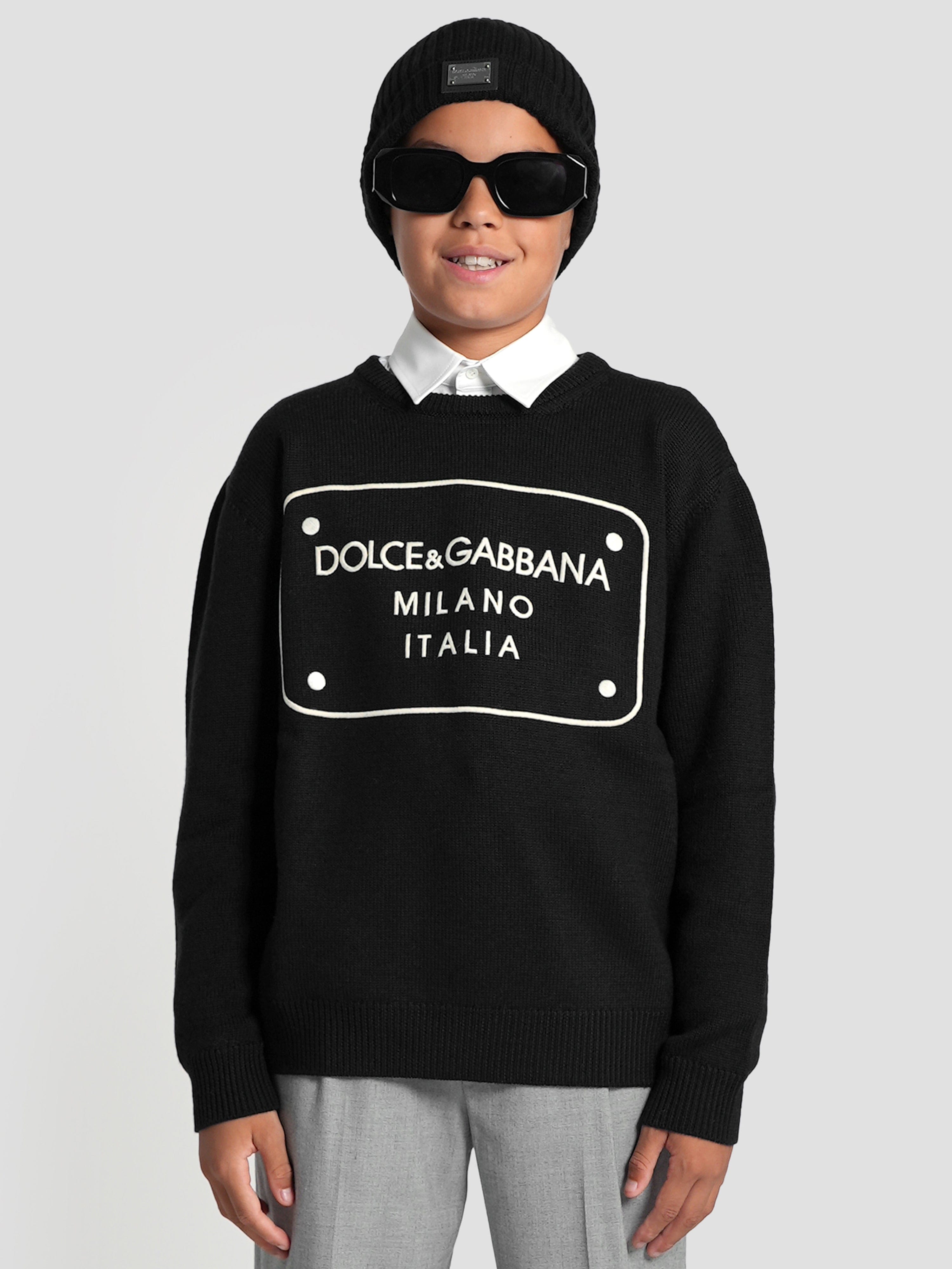 Dolce & Gabbana Boys Logo Tag Jumper in Black