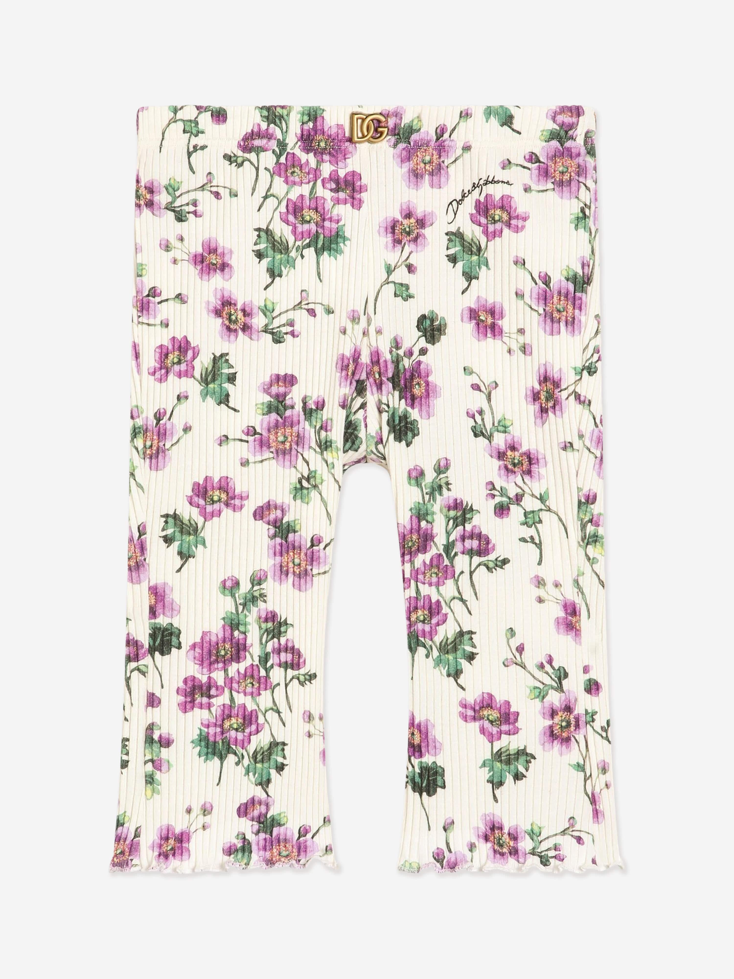 Dolce & Gabbana Baby Girls Floral Print Leggings in White
