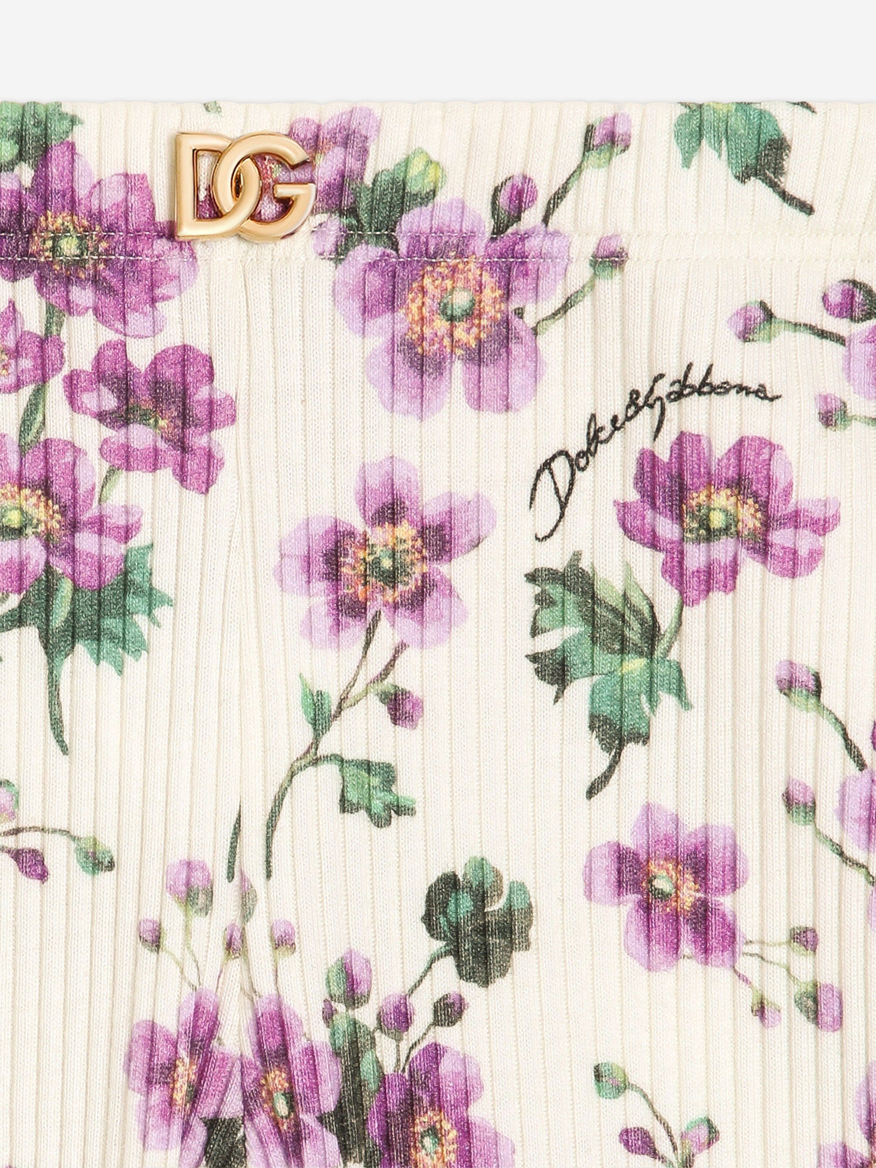 Dolce & Gabbana Baby Girls Floral Print Leggings in White