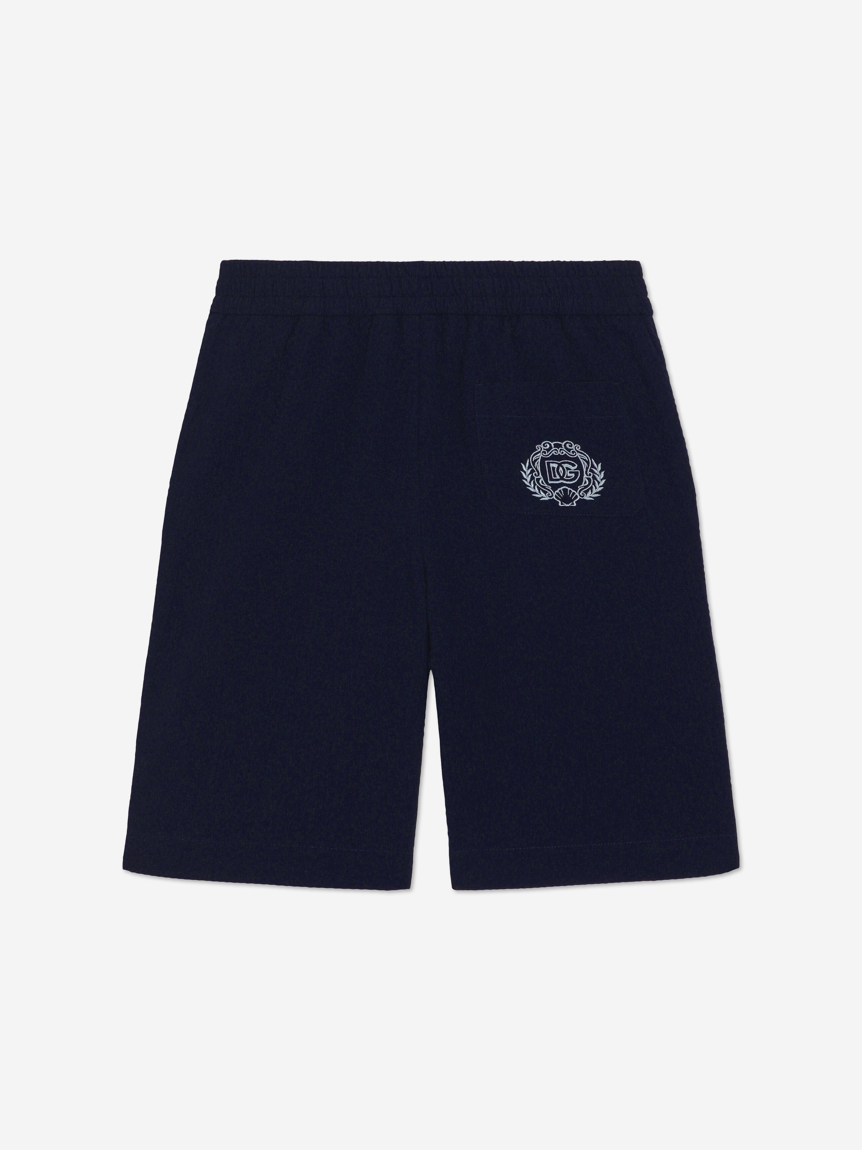 Dolce & Gabbana Boys Seersucker Shorts in Navy