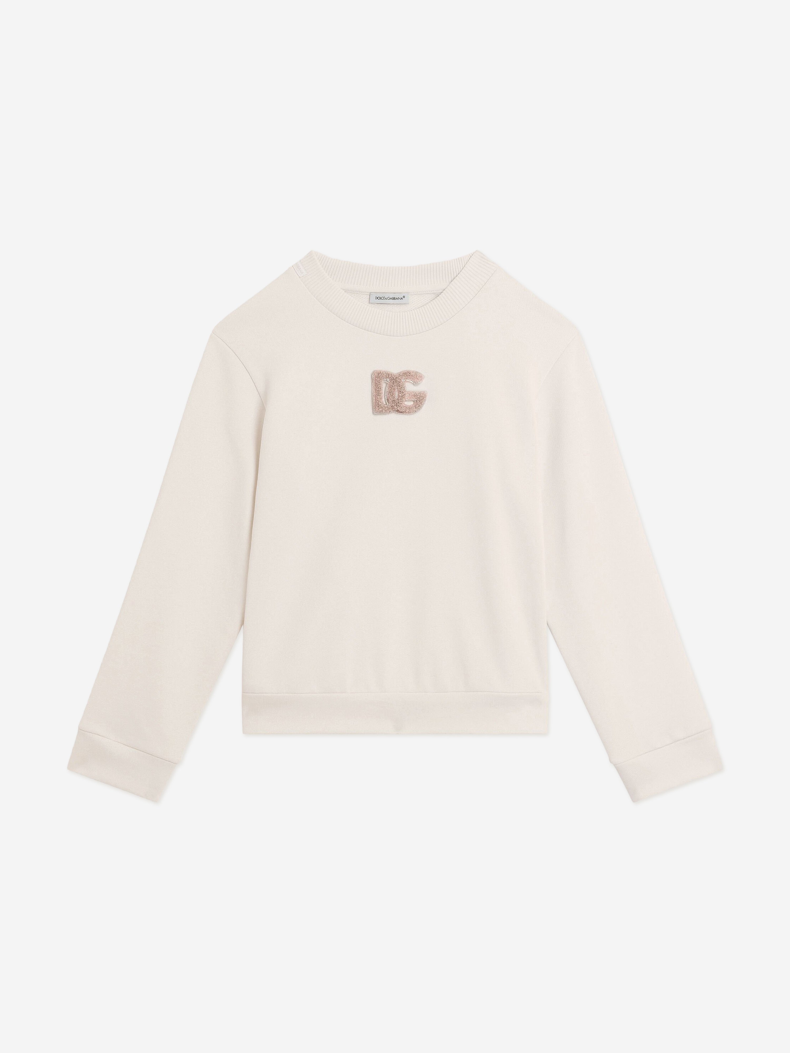 Dolce & Gabbana Girls Glitter Logo Sweatshirt in Pink