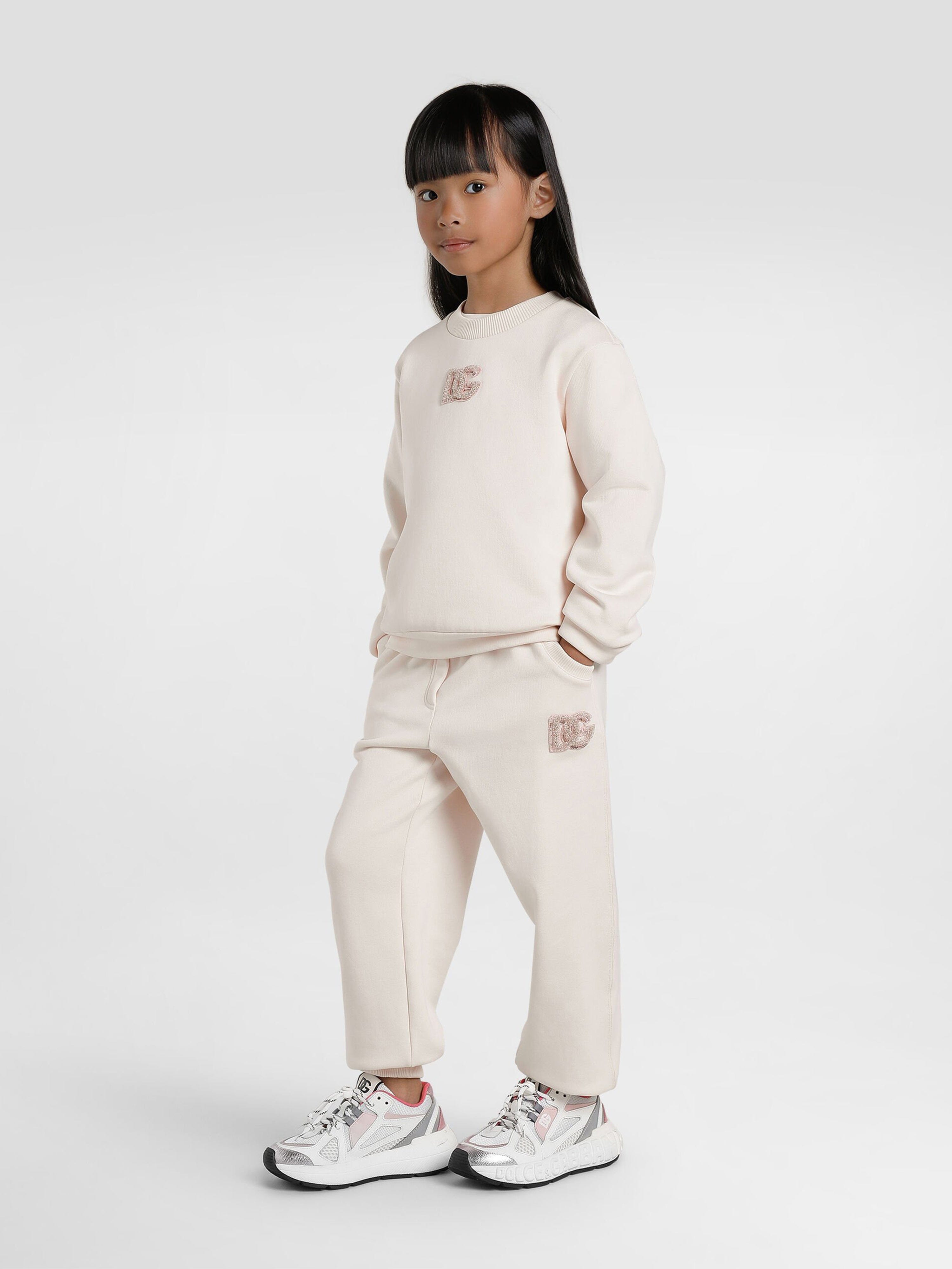 Dolce & Gabbana Girls Glitter Logo Sweatshirt in Pink