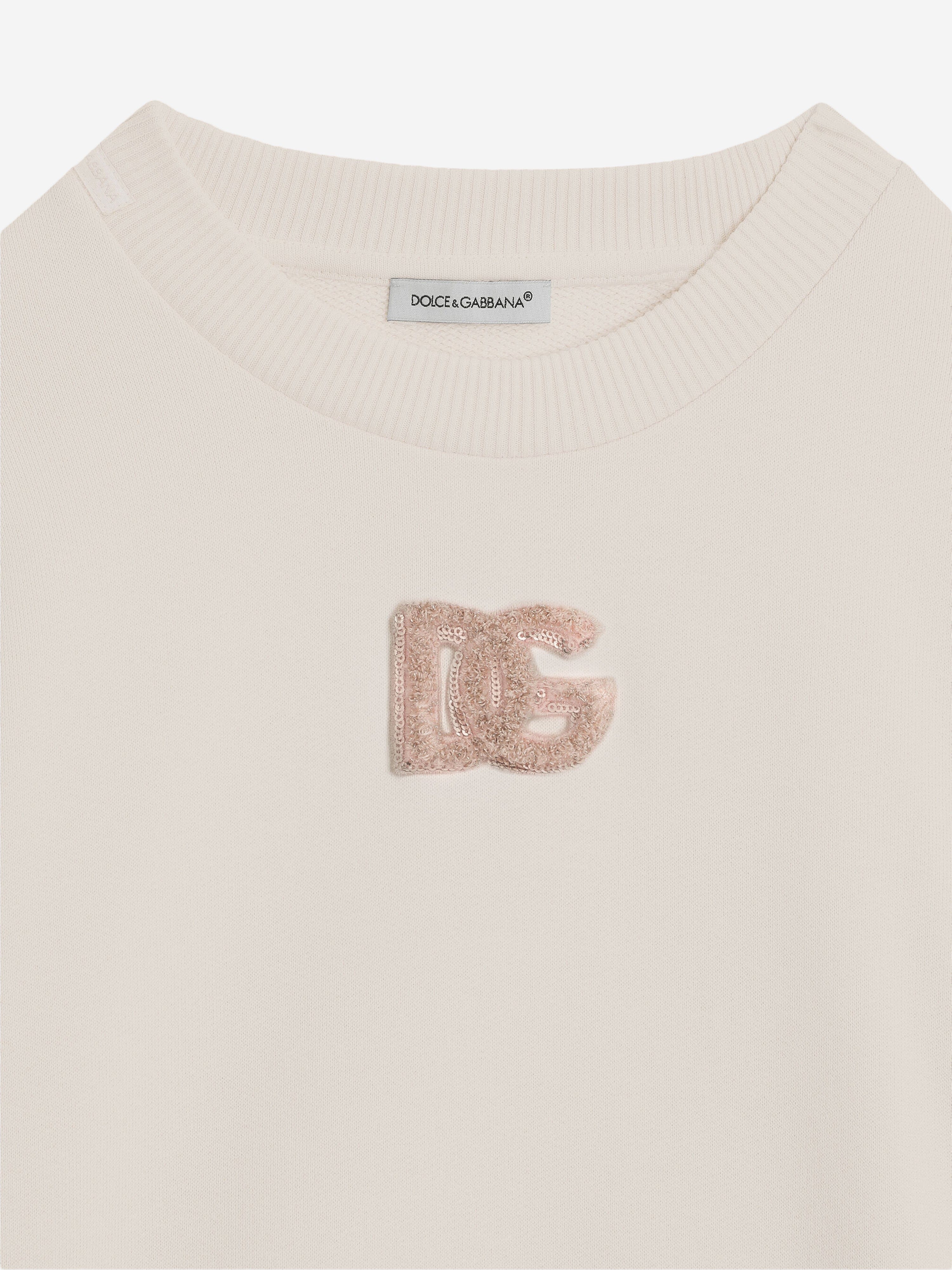 Dolce & Gabbana Girls Glitter Logo Sweatshirt in Pink