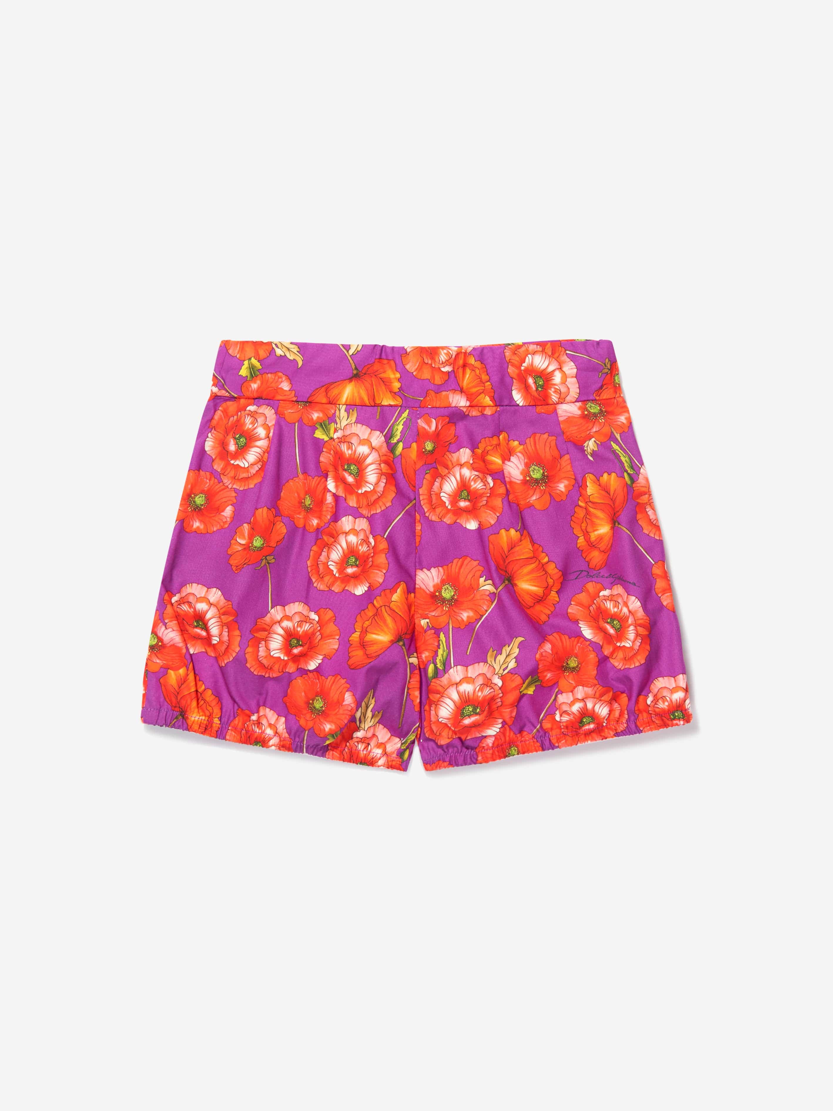 Dolce & Gabbana Girls Cotton Poppy Print Shorts