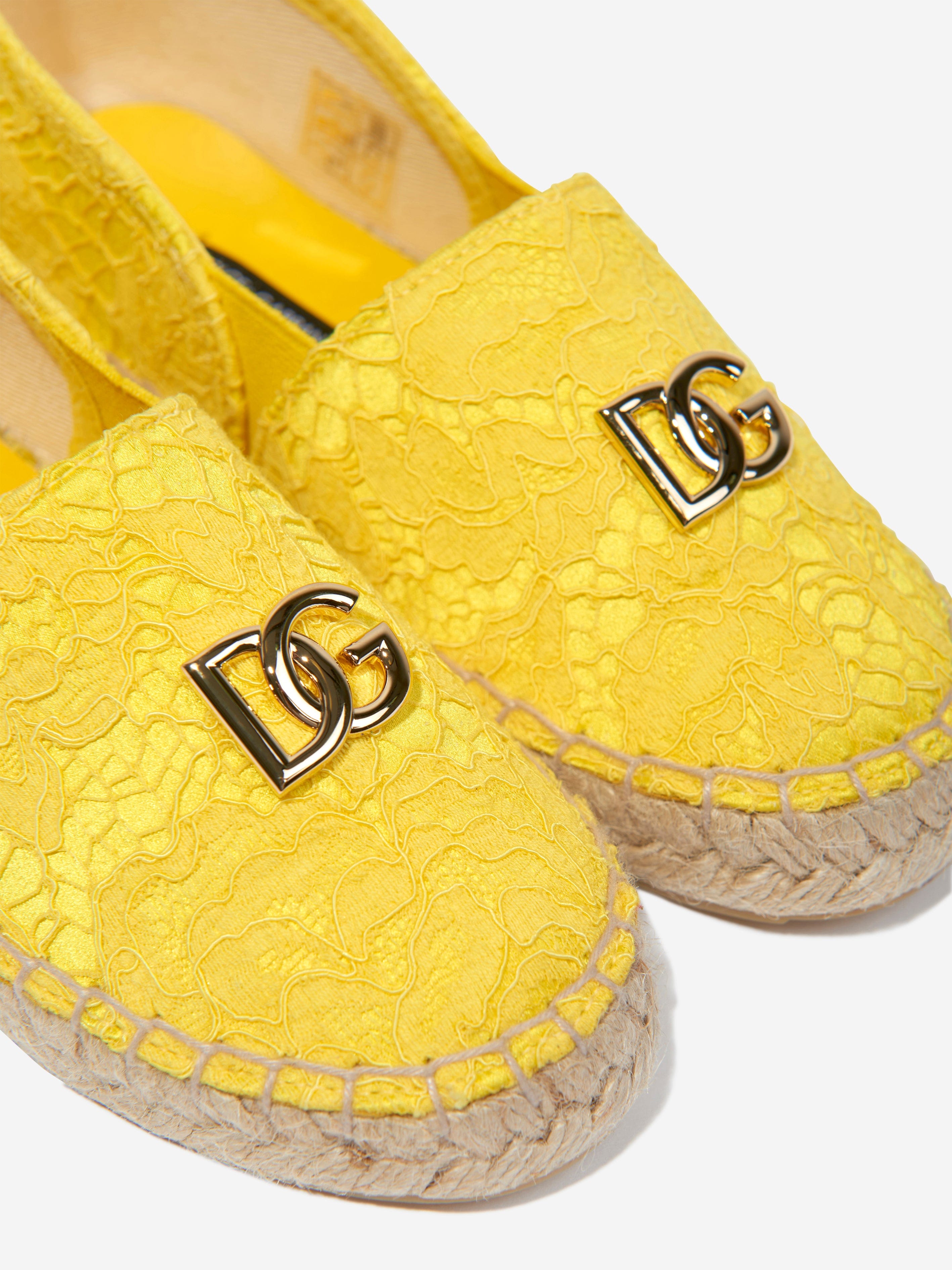 Dolce & Gabbana Girls Logo Espadrilles in Yellow