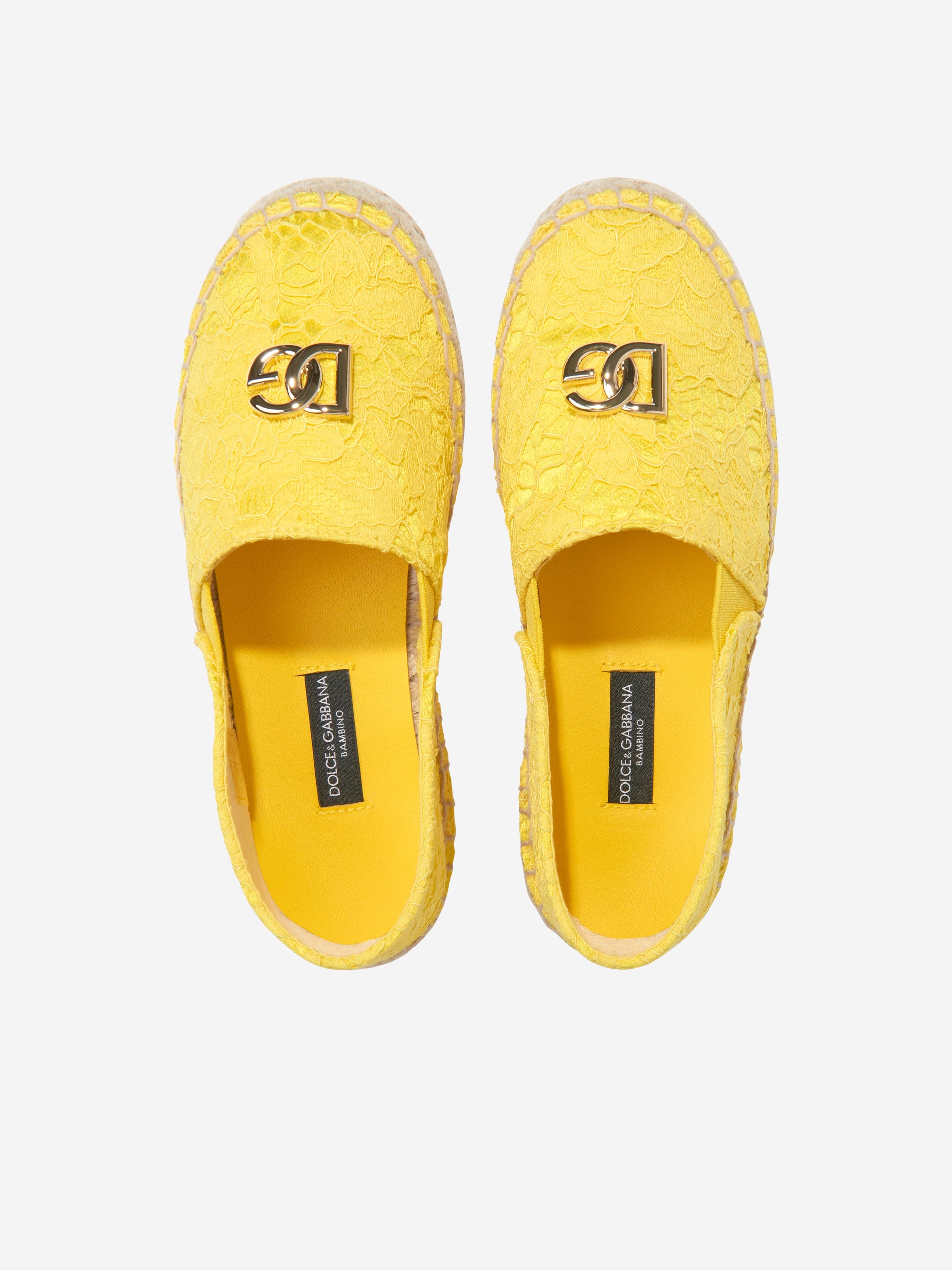 Dolce & Gabbana Girls Logo Espadrilles in Yellow