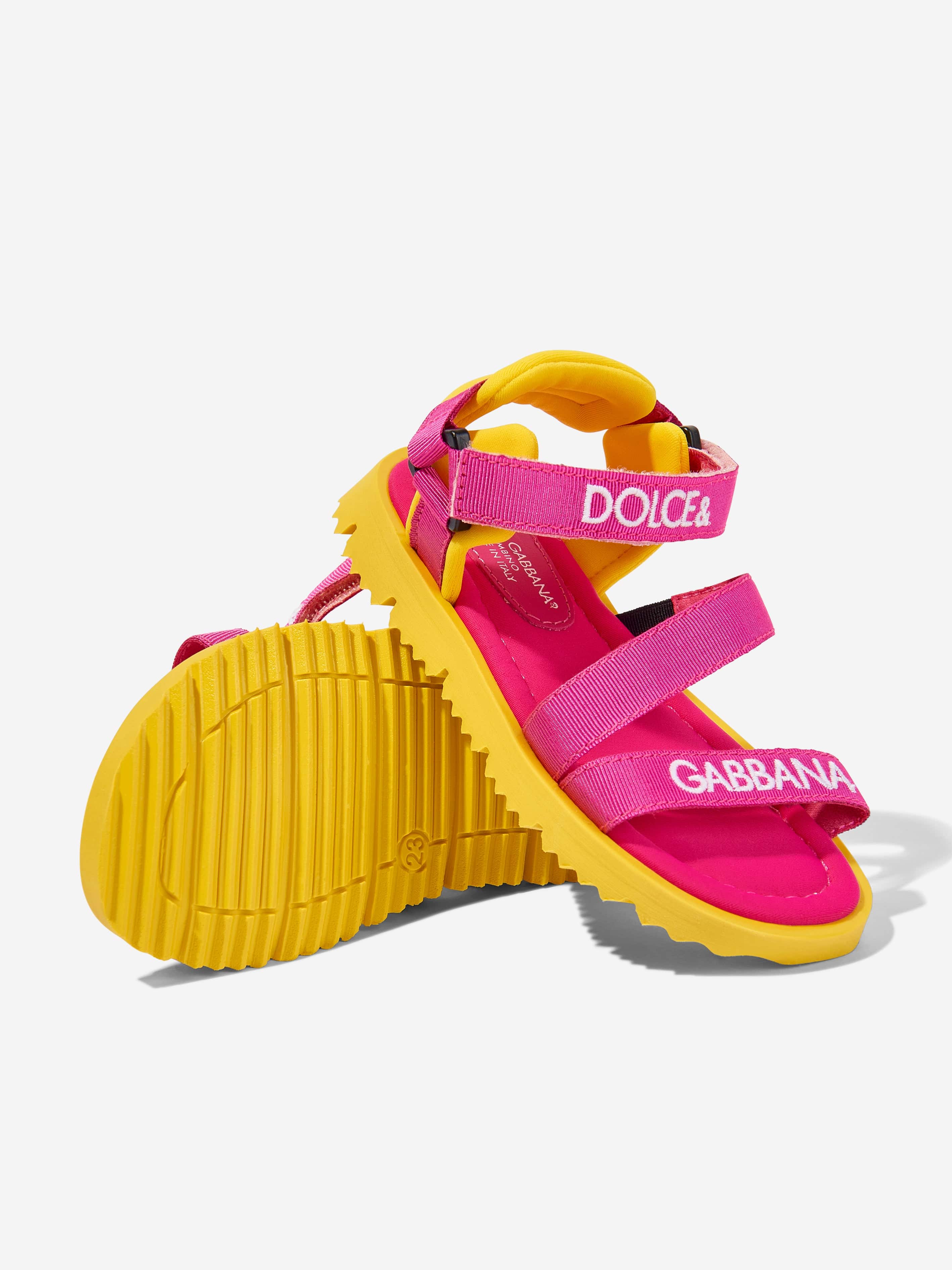 Dolce & Gabbana Girls Technical Fabric Sandals in Multicolour