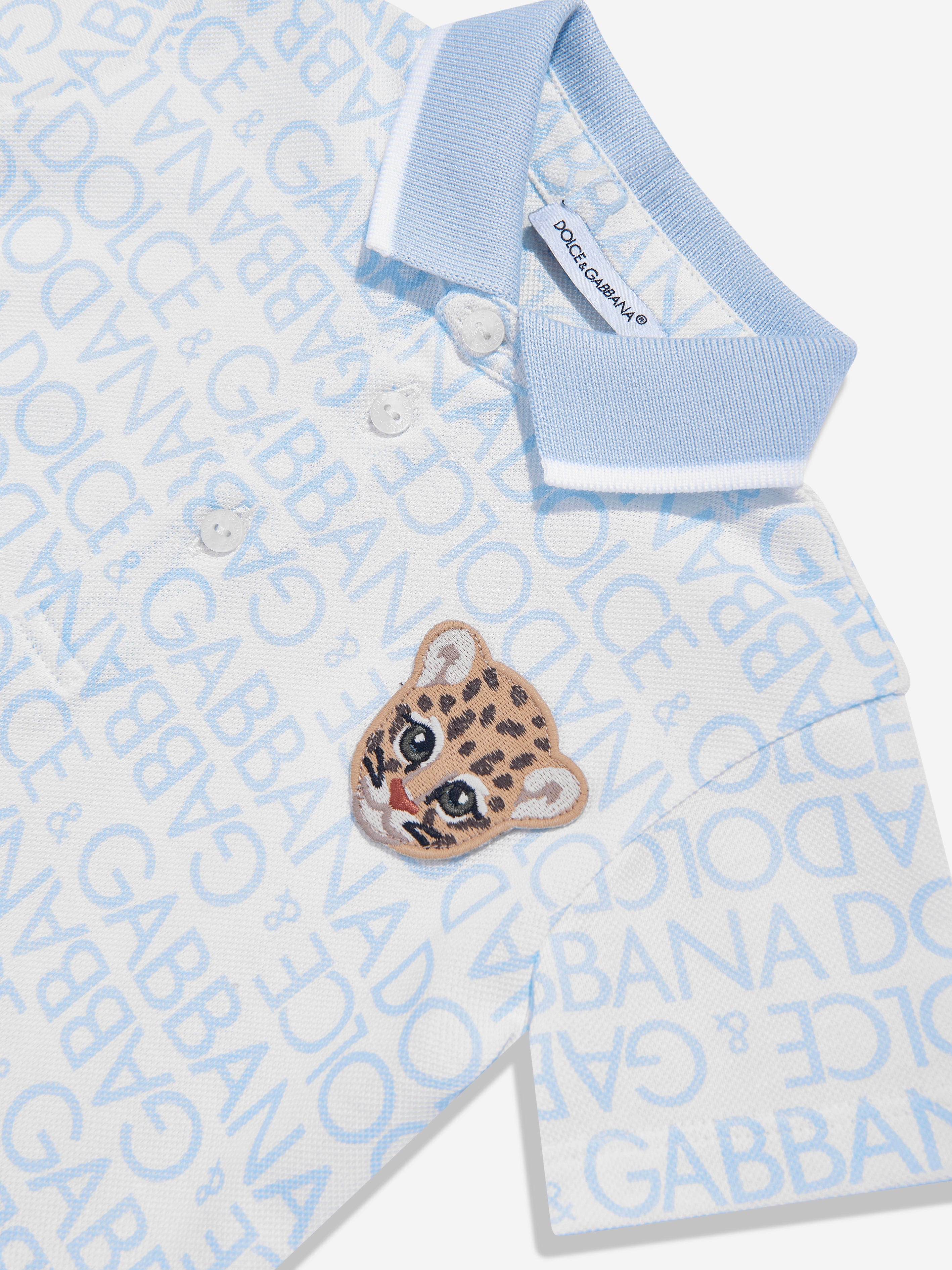 Dolce & Gabbana Baby Boys Logomania Polo Shirt in Blue