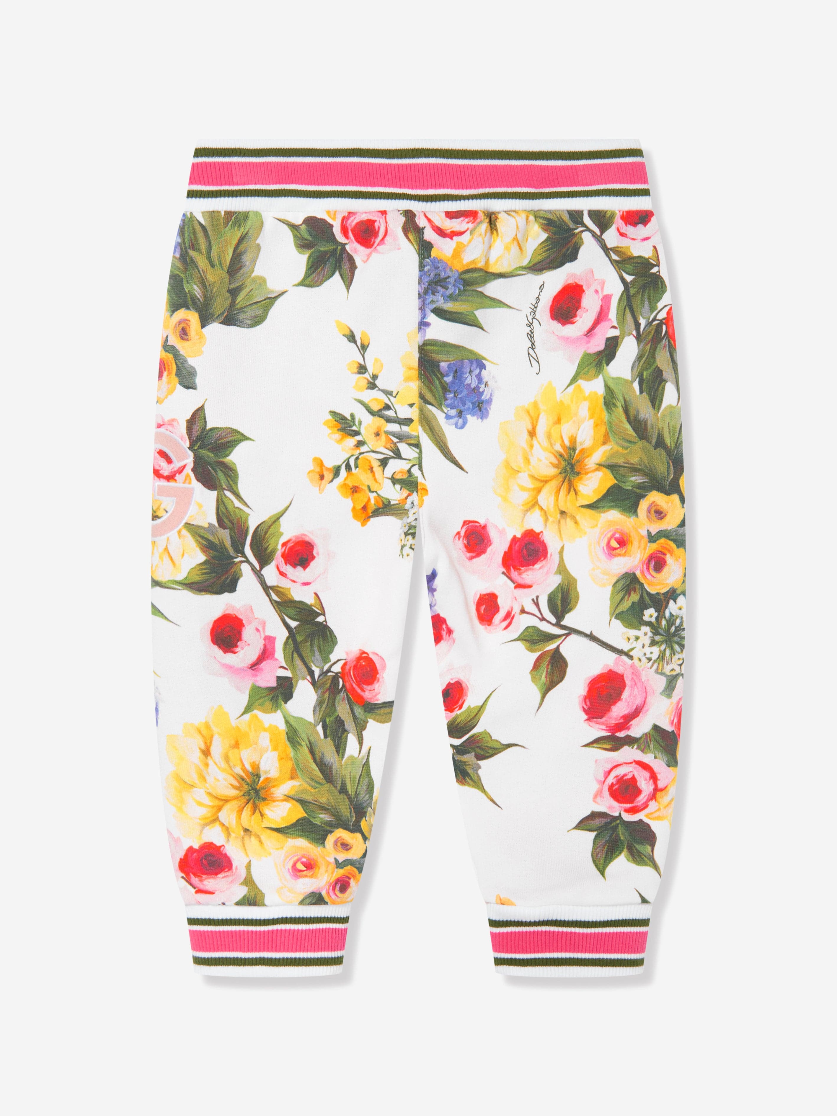 Dolce & Gabbana Baby Girls Flower Print Joggers in Multicolour