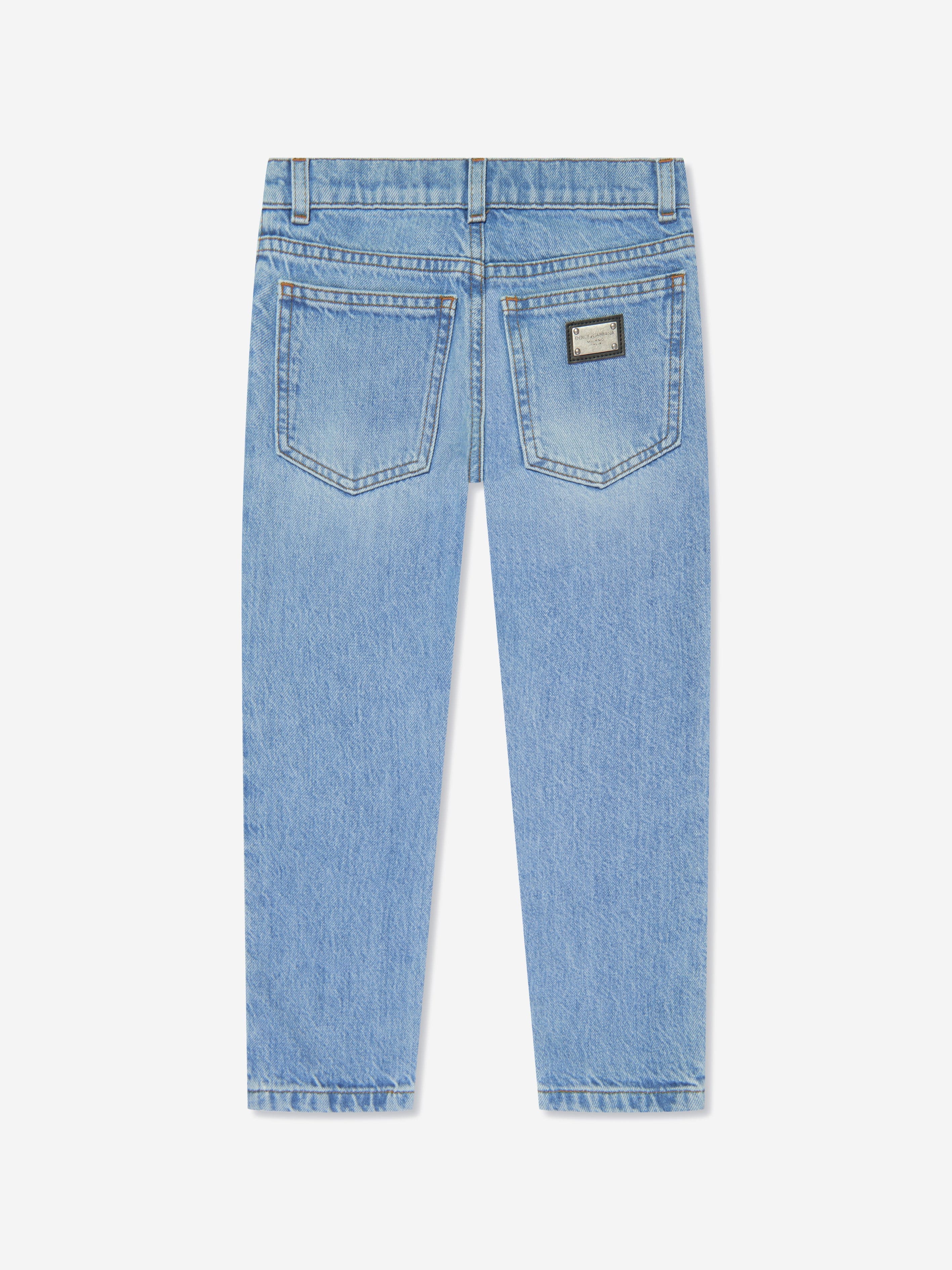 Dolce & Gabbana Boys Embossed Logo Skinny Jeans in Blue